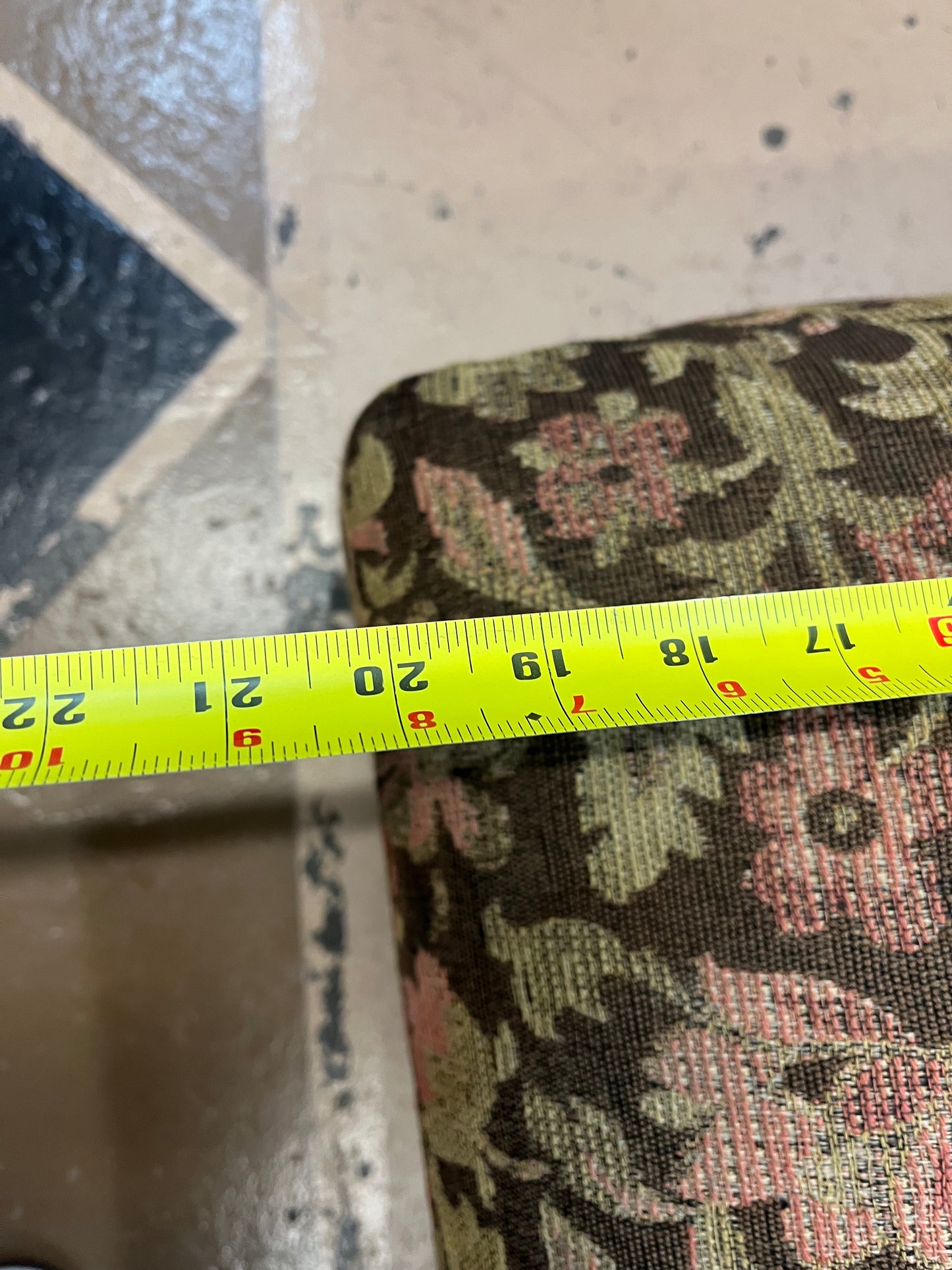 Large Pink and Green Upholstered Ottoman