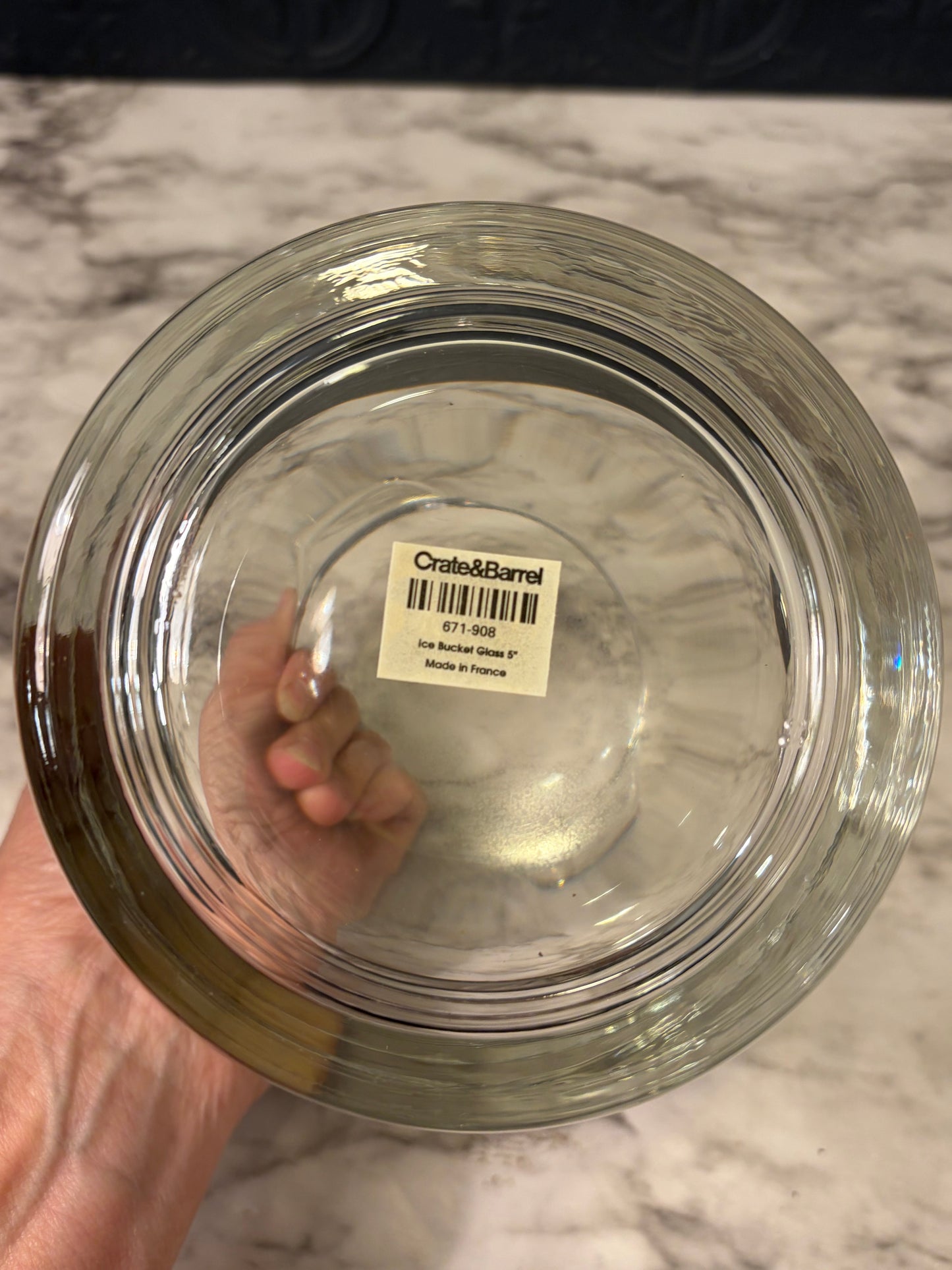 Crate and Barrel Glass Ice Bucket