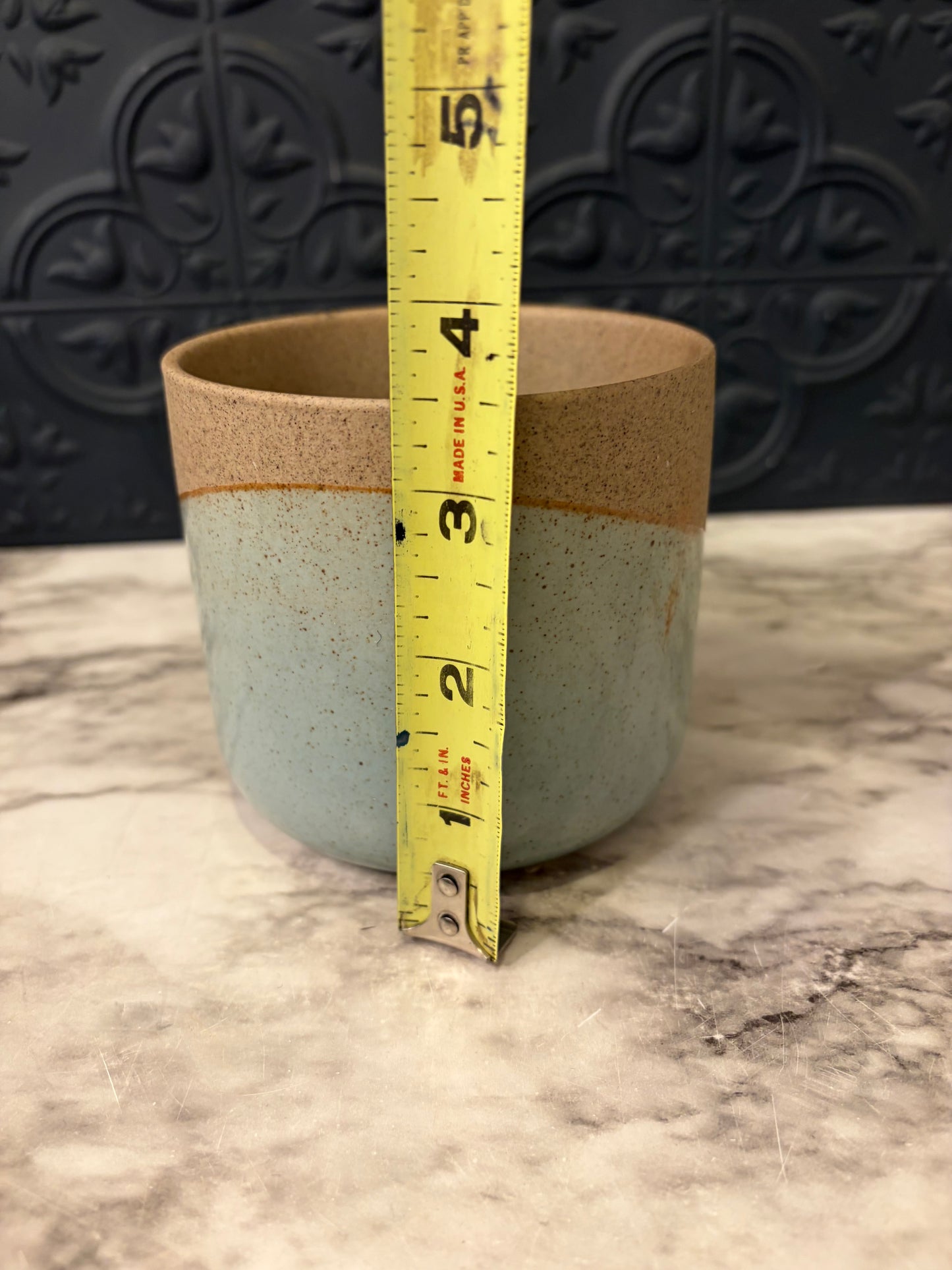 Two tone Stoneware blue and tan