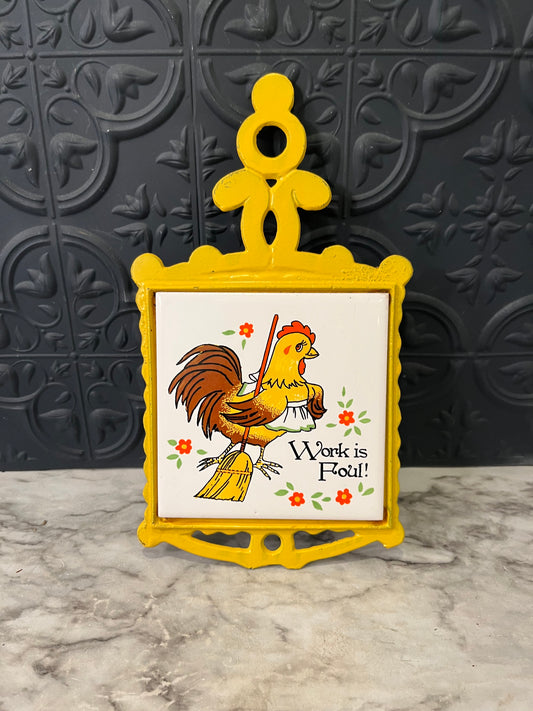 Metal Yellow Trivet Foul Work