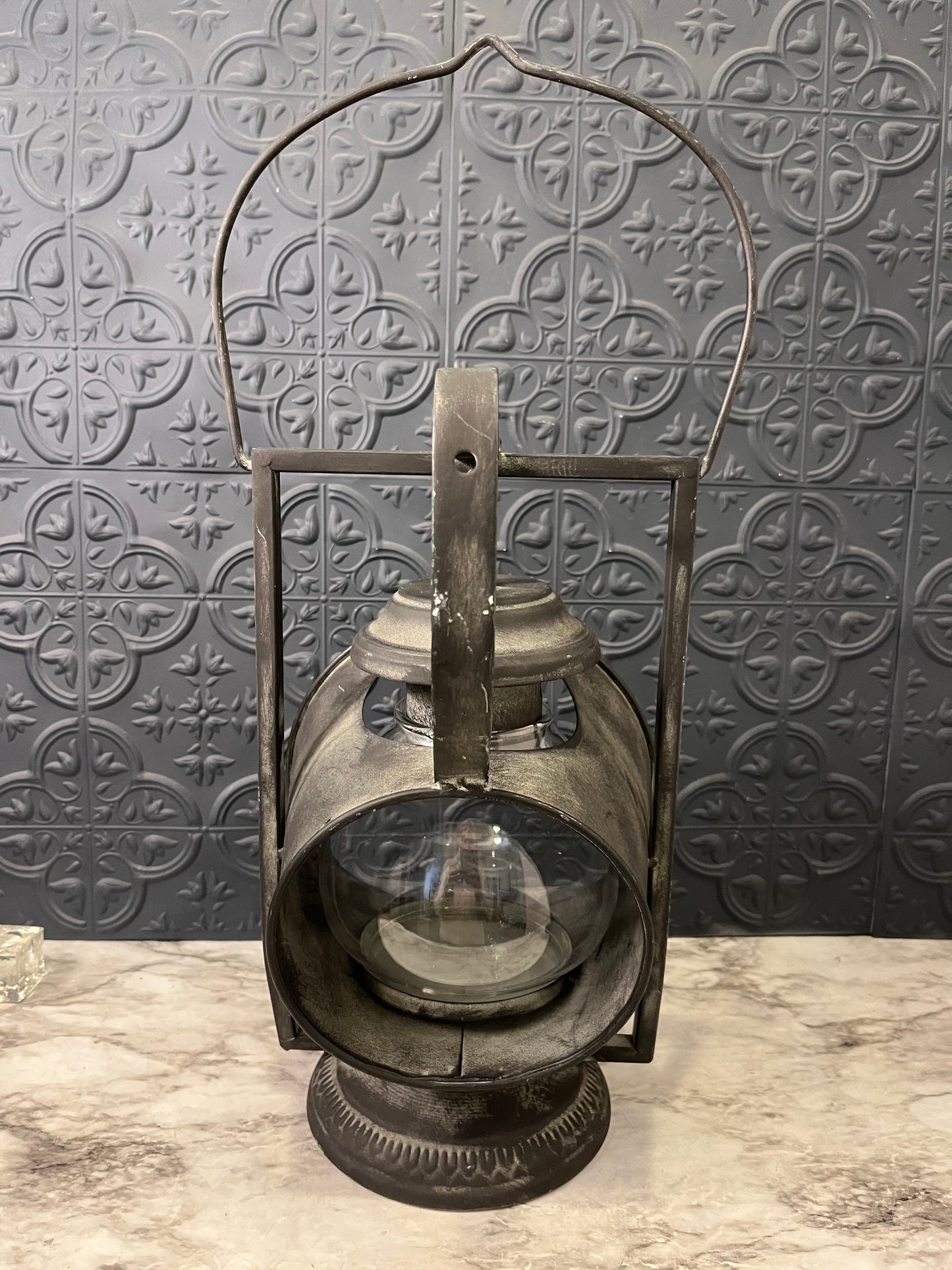 Vintage Style Metal Lantern with Clear Globe