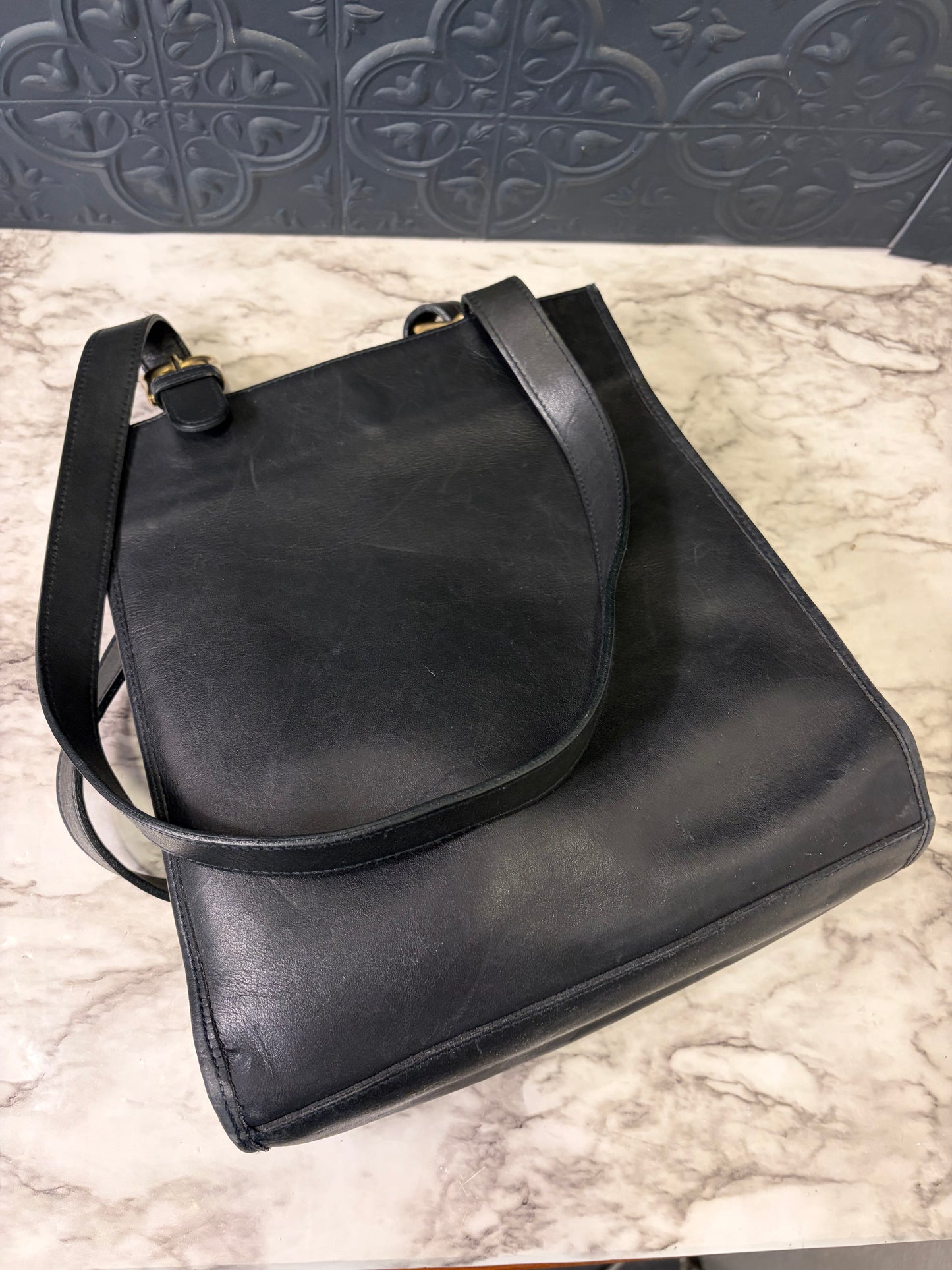 Hunt Club Black Leather Shoulder Bag