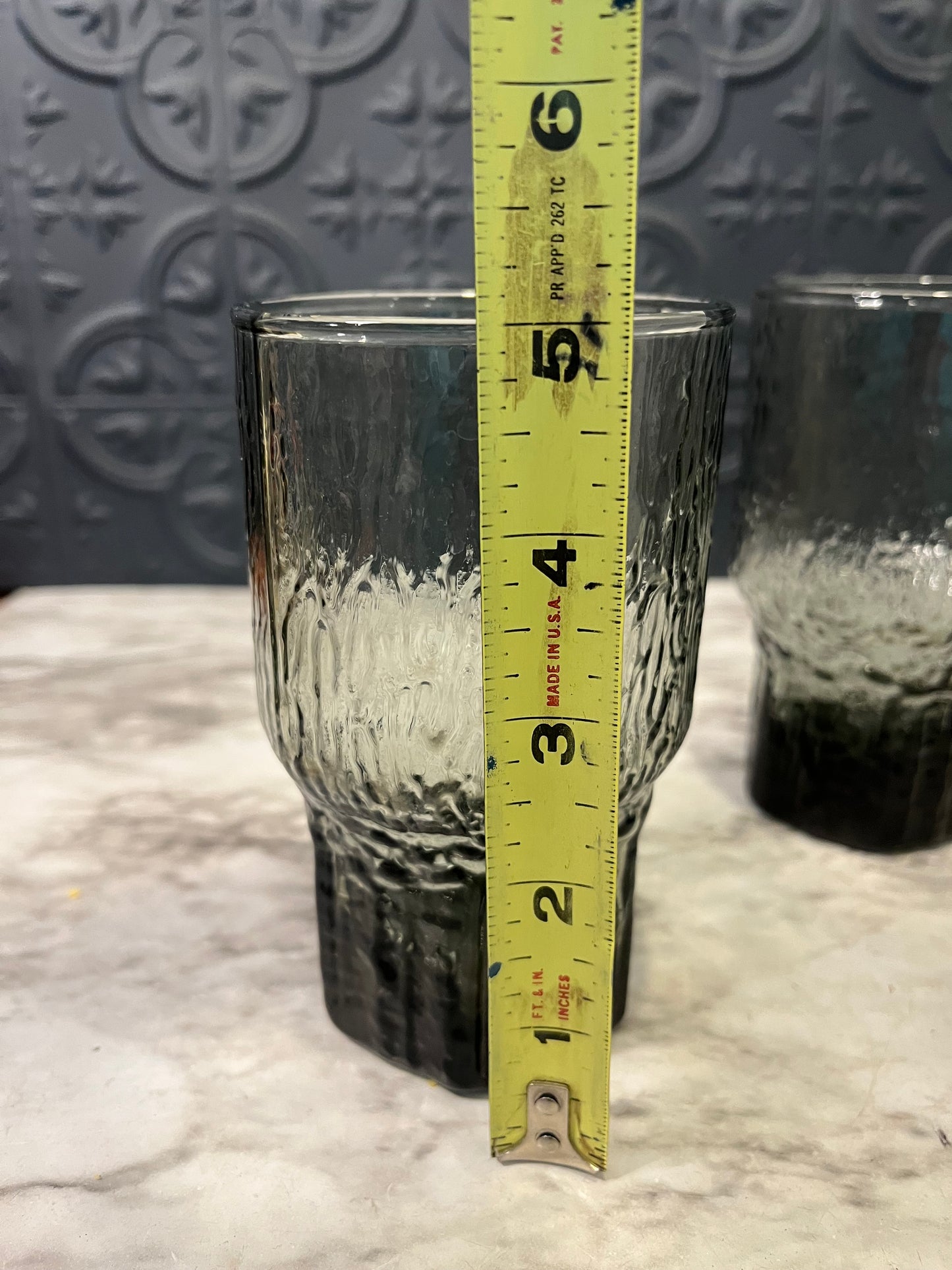 Indian Glass Smokey Textured Glasses x6