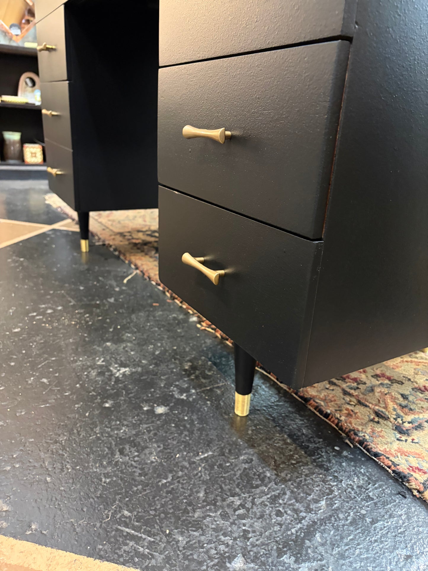Mid Century Desk Painted Black