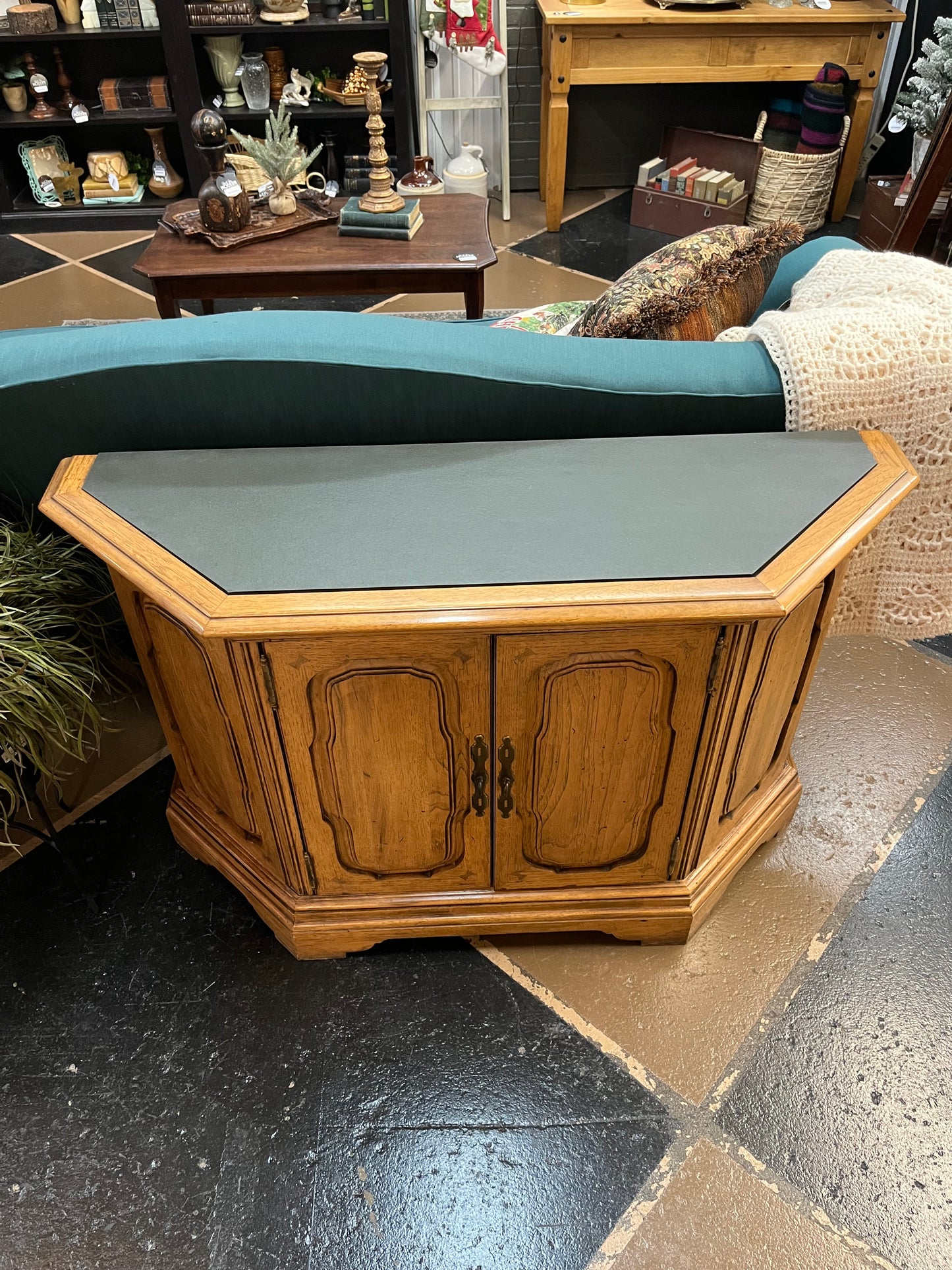 Entry table with Green Slate Top