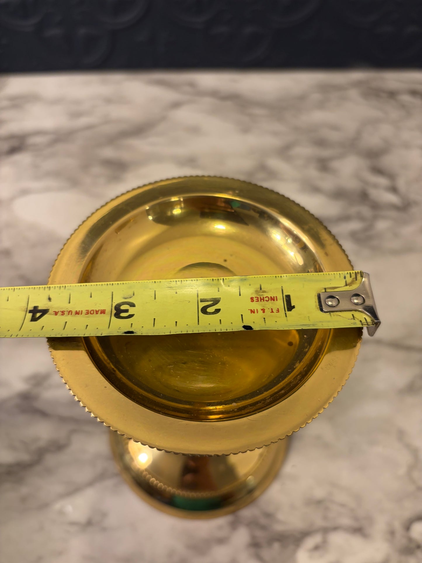 5.75 Brass Pillar Candle Holder With Rope Detail