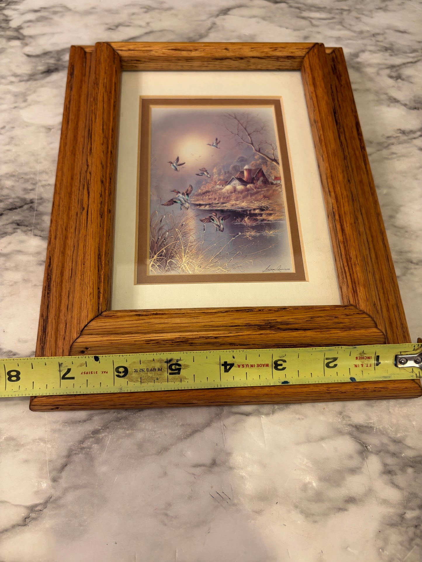 Orpinas Print of 5 Flying Ducks in Wood Frame