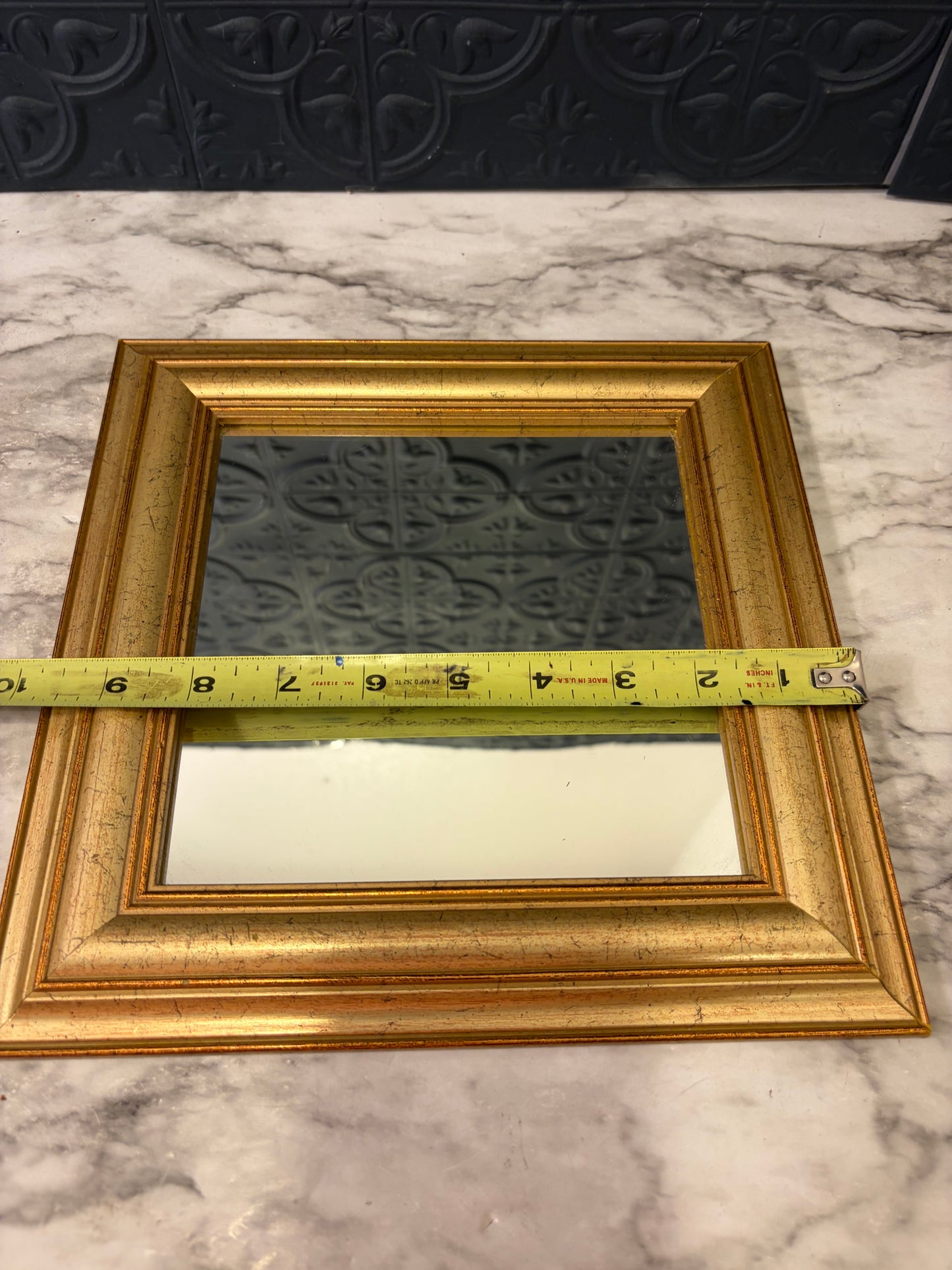 9.75" Light Gold Tone Square Mirror