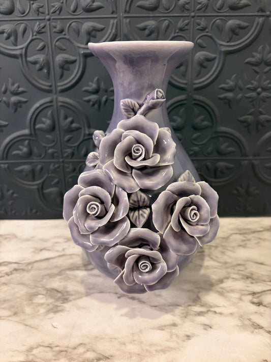 Purple Vase with 3D Flowers