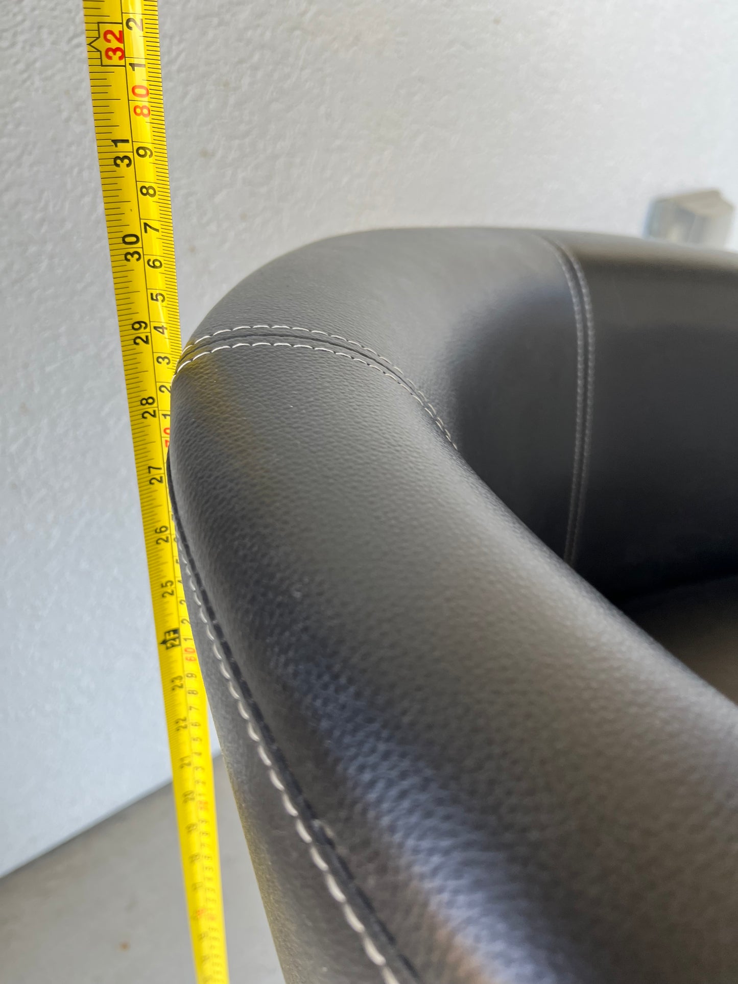 Black Faux Leather horseshoe Chair with Ottoman