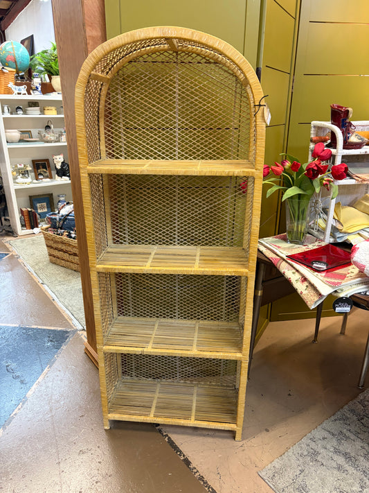 Arched 4 Shelf Wicker Bookcase