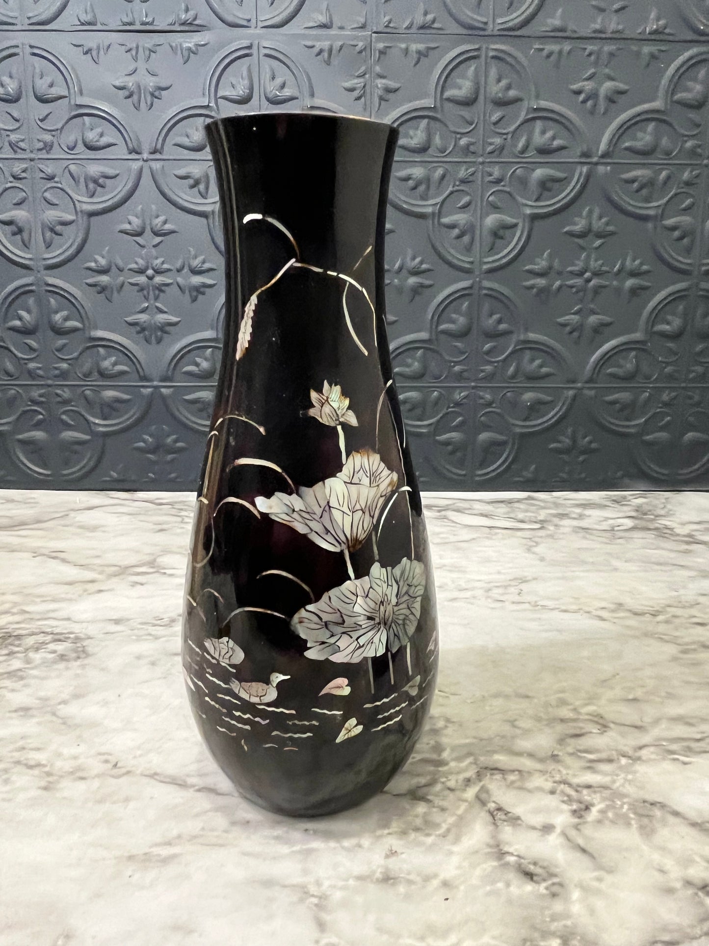 Laquered Vase with Mother of Pearl Inlay