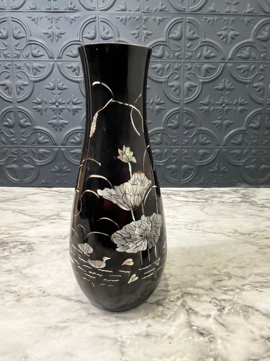 Laquered Vase with Mother of Pearl Inlay