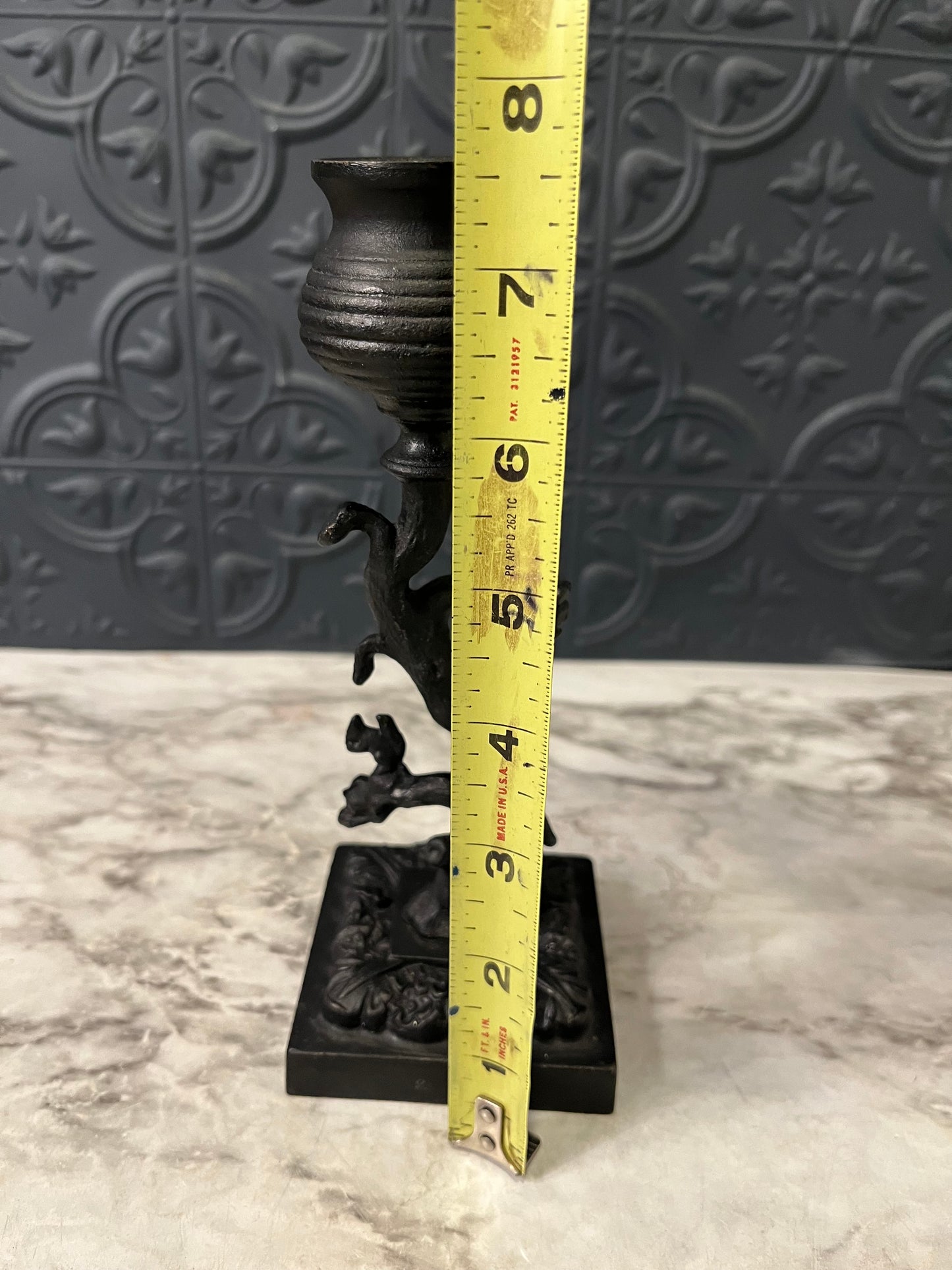 Black Cast Iron Squirrels on a tree candle holder