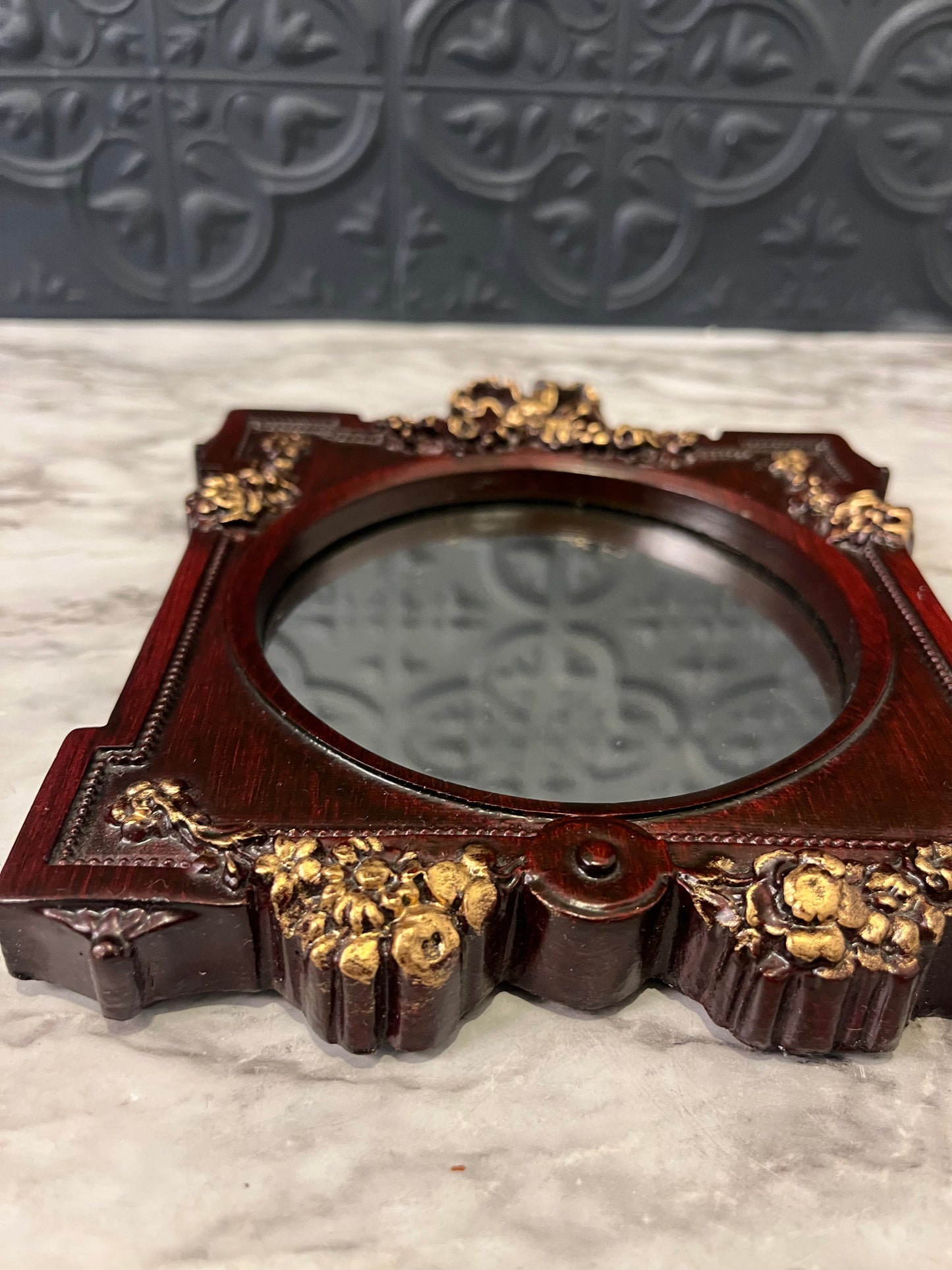 Dark Red and Gold Accent Mirror