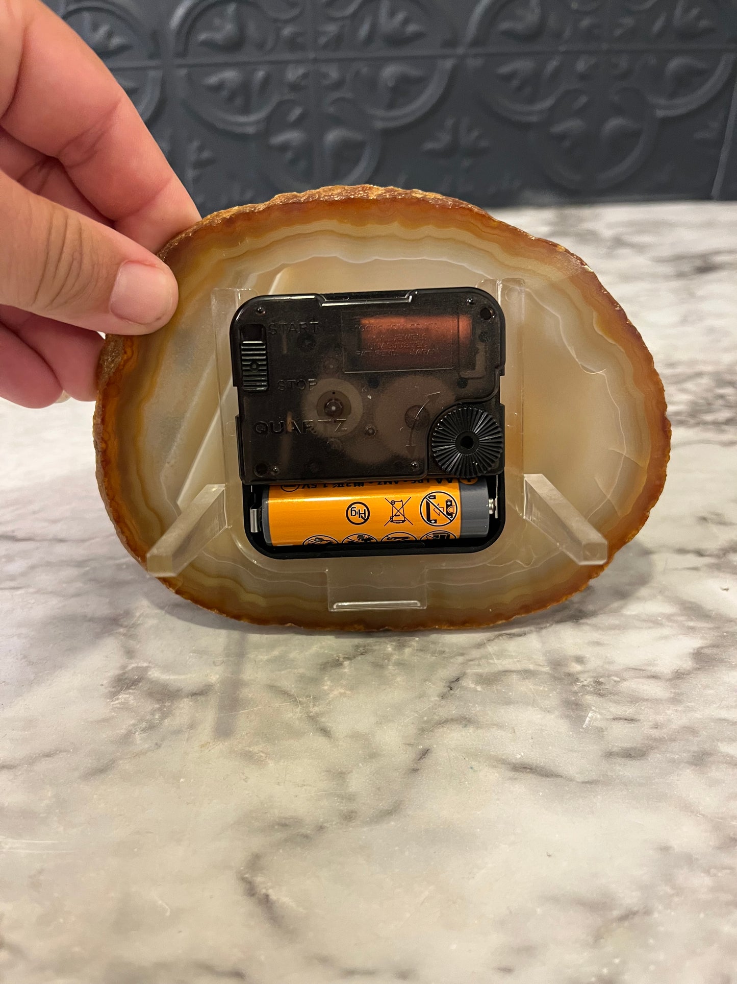 Agate Orange Table Clock