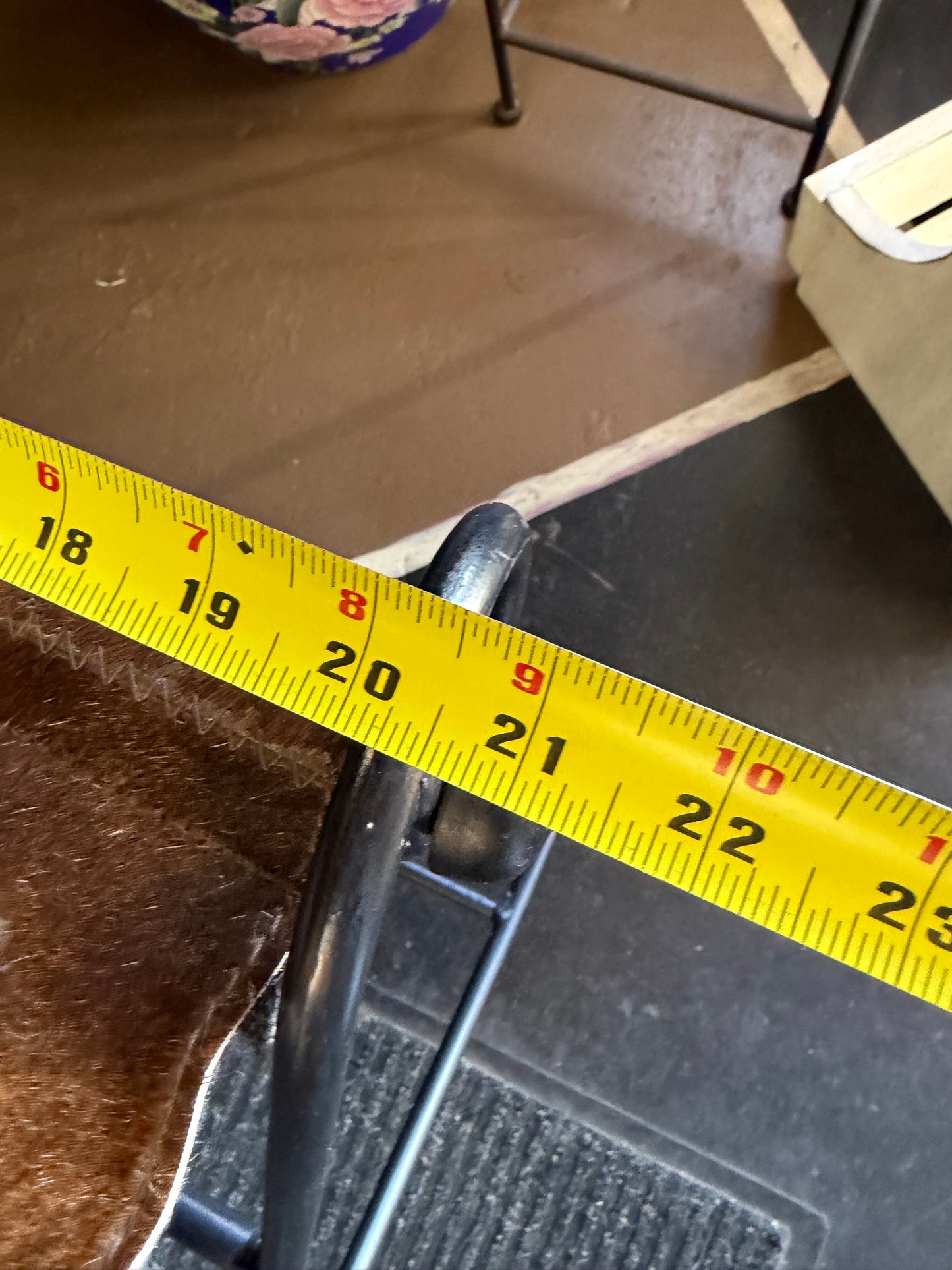 Cowhide Sling Stool with Metal Legs