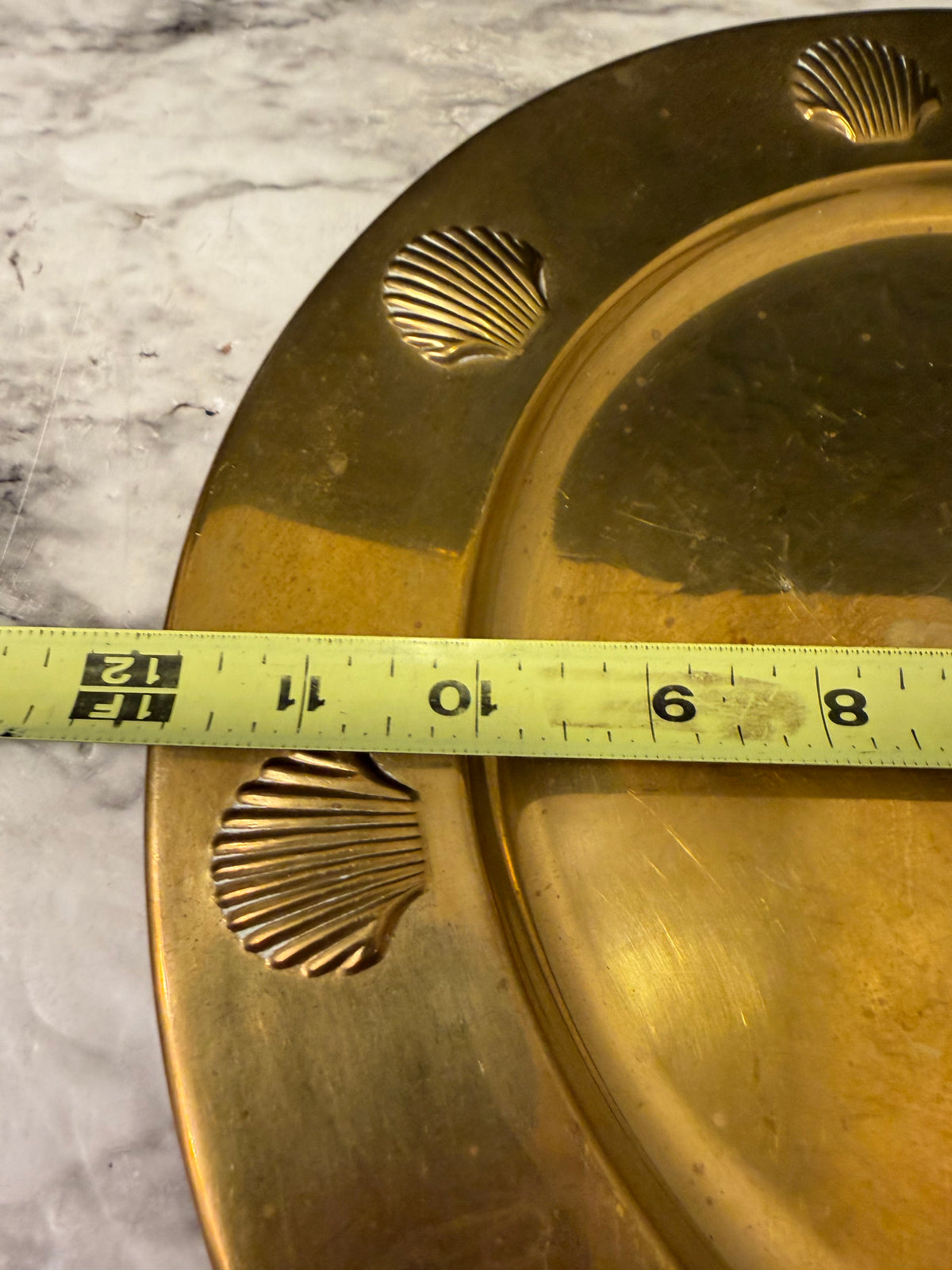 12" Brass Tray with Shells