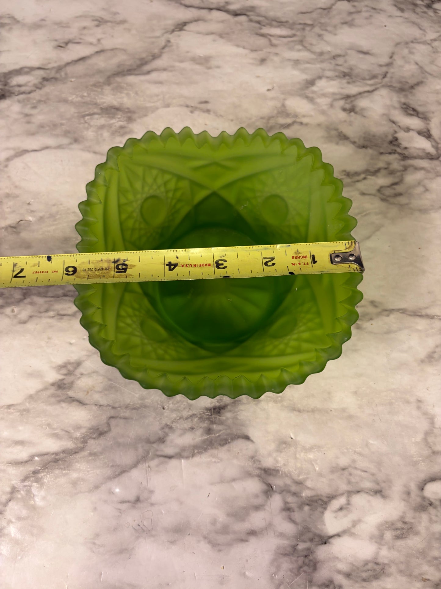 Satin Green Pressed Glass Bowl