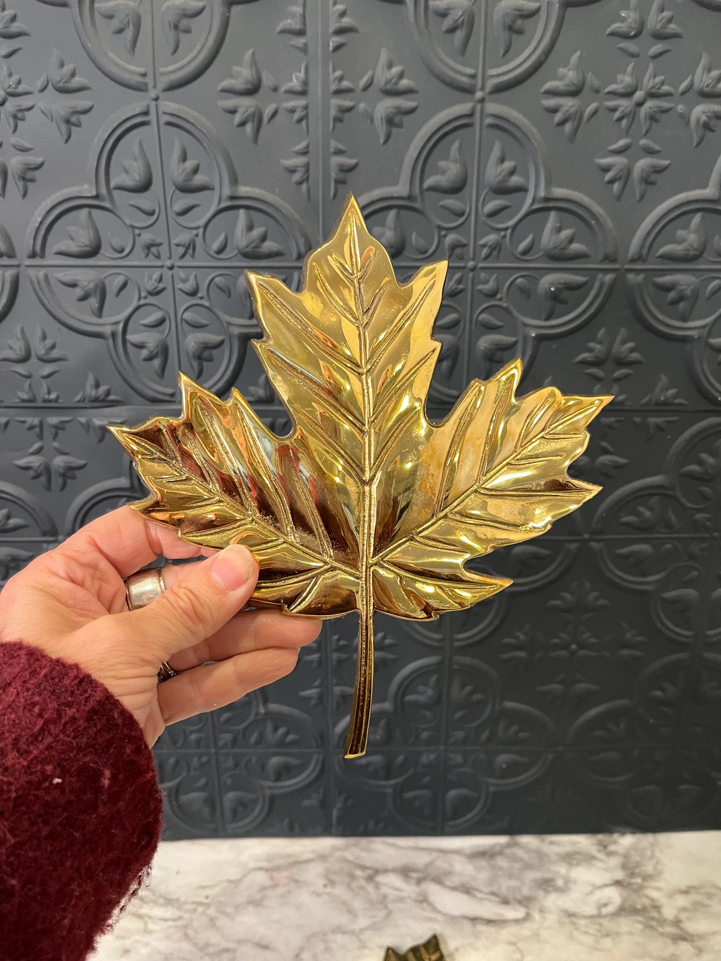 Set of 4 Brass Maple Leaves