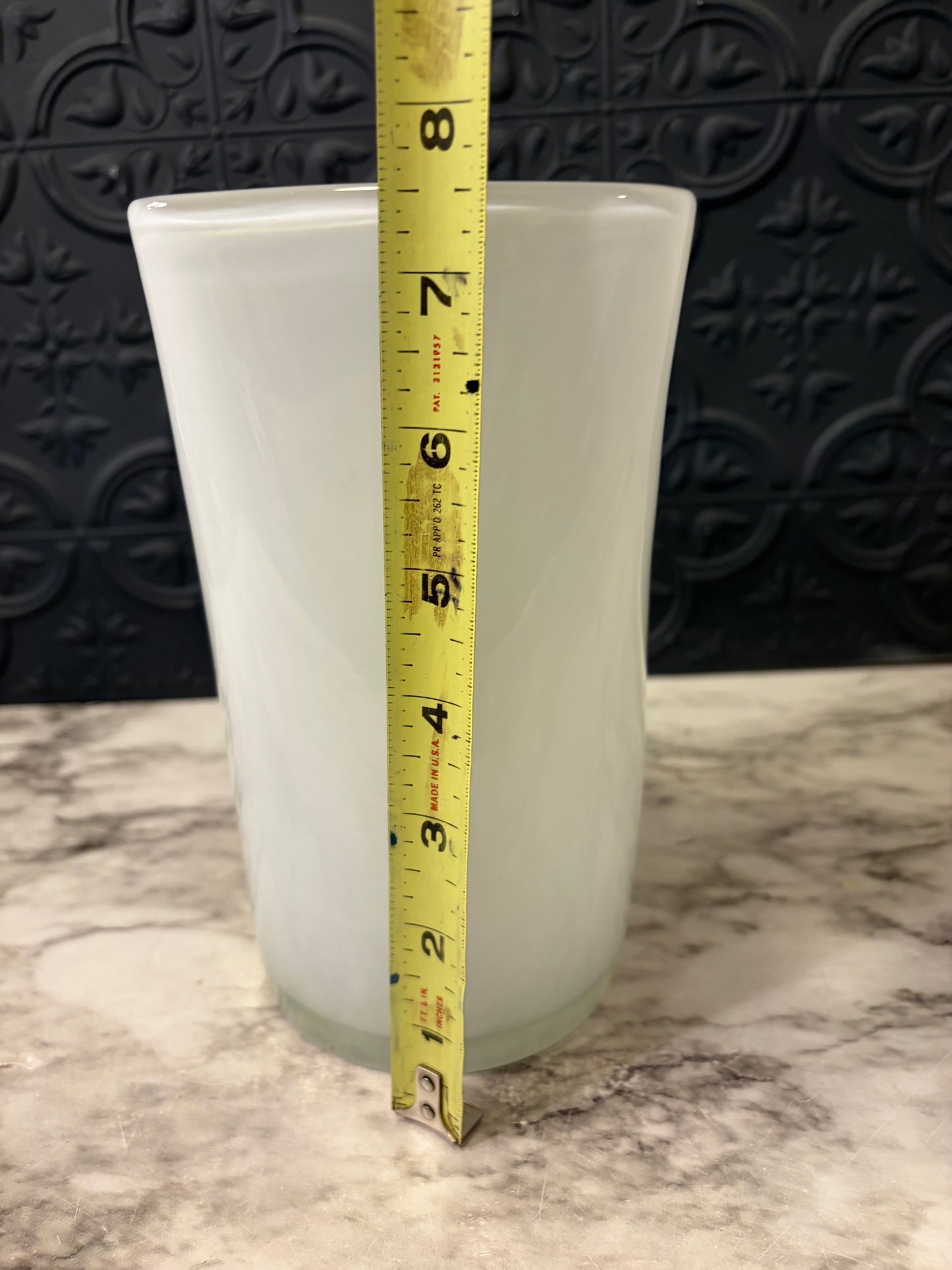 White Glass Vase 7.5"