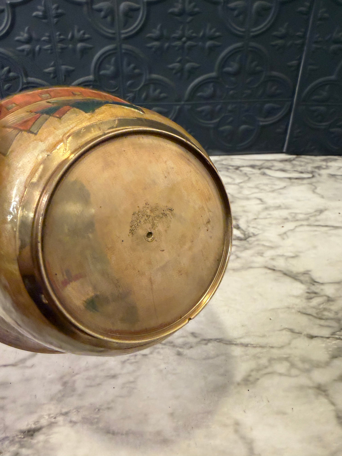 Brass Bowl with Enamel Southwest pattern