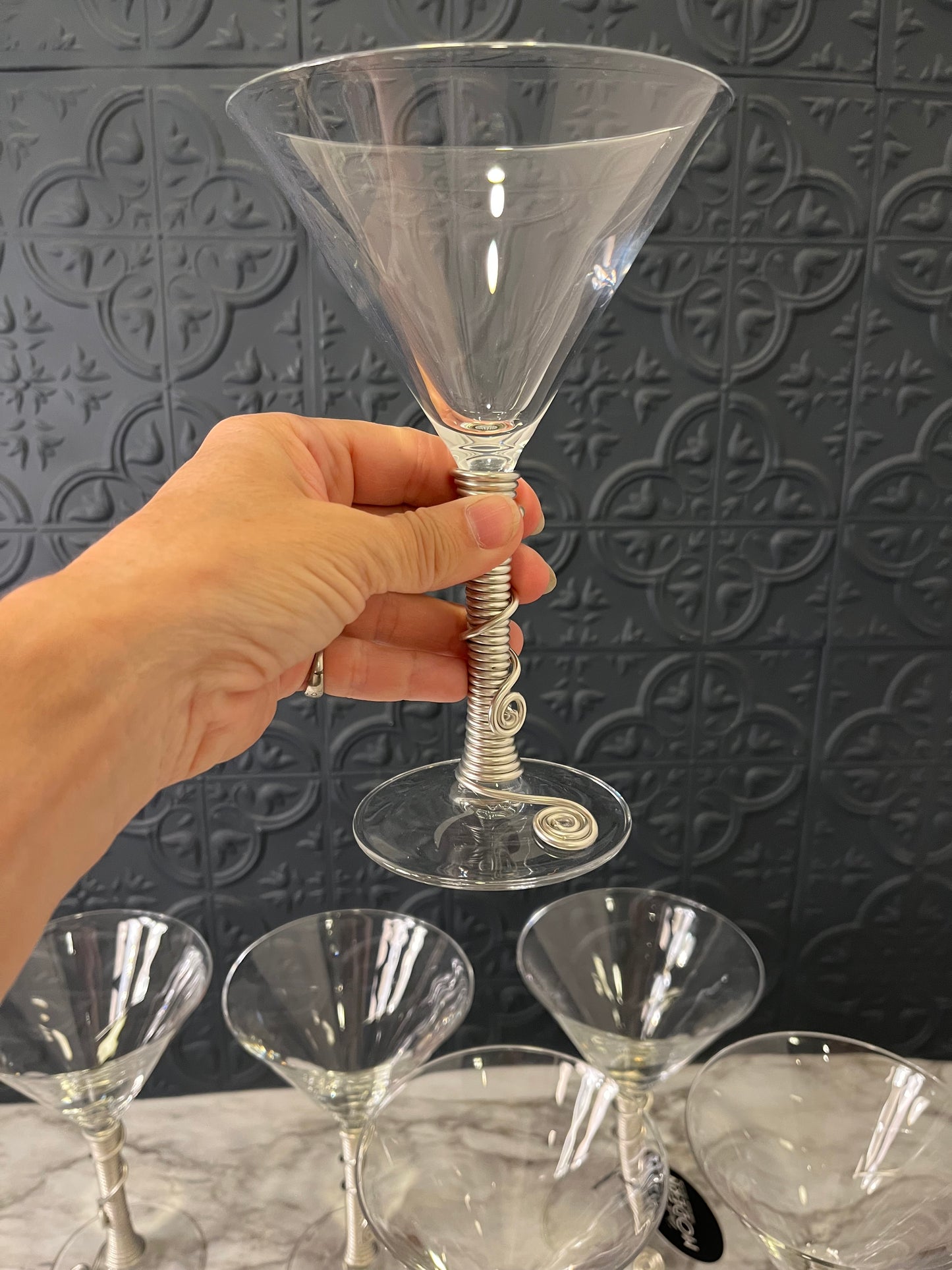 Martini Glasses with Metal Coil Set of 6