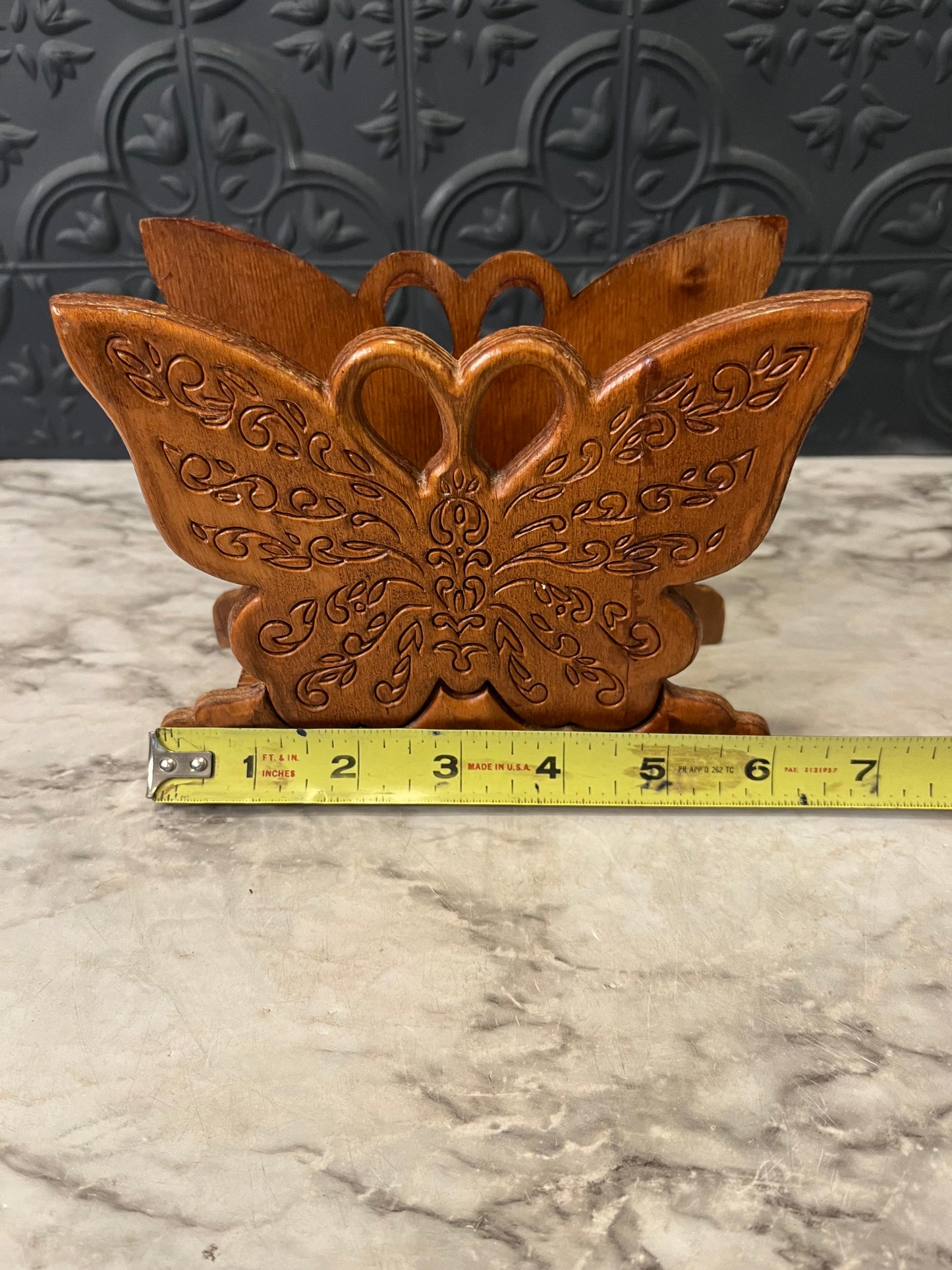 Wood Carved Butterfly Letter/Napkin Holder