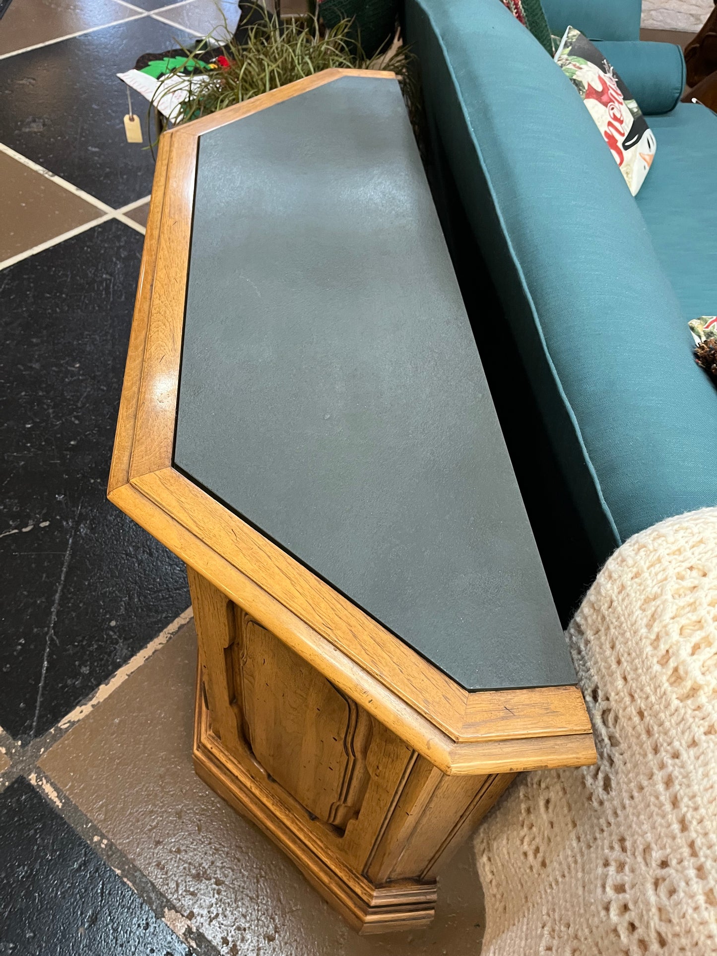 Entry table with Green Slate Top
