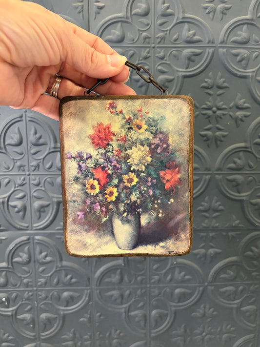 Small Floral on Wood