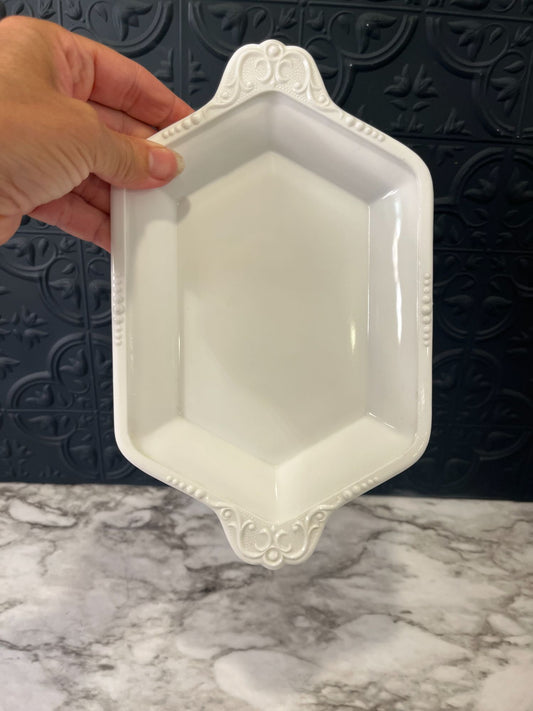 Pressed Milk Glass Trinket Dish