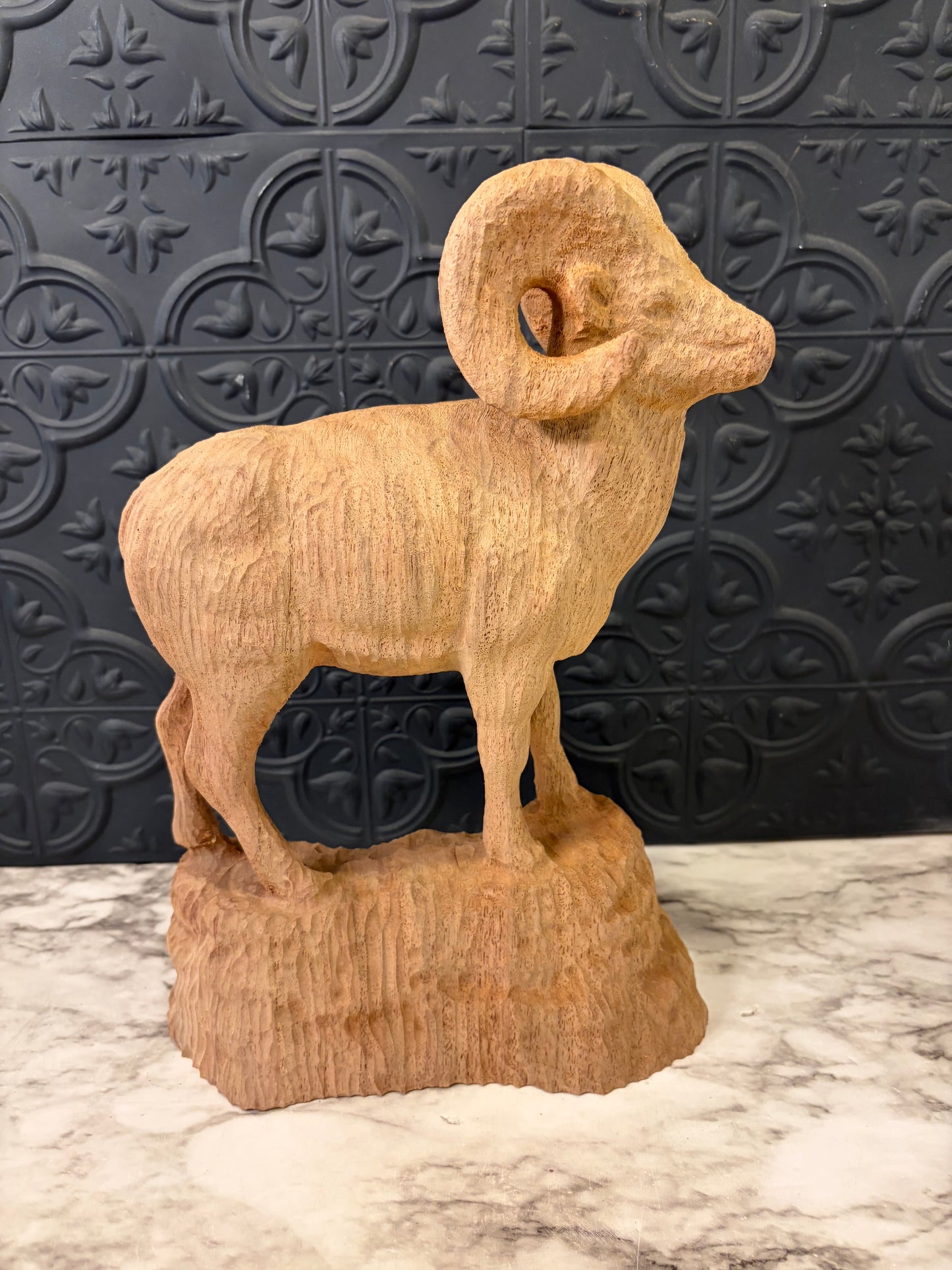 Wood Carved Big Horn Sheep