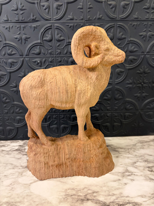 Wood Carved Big Horn Sheep