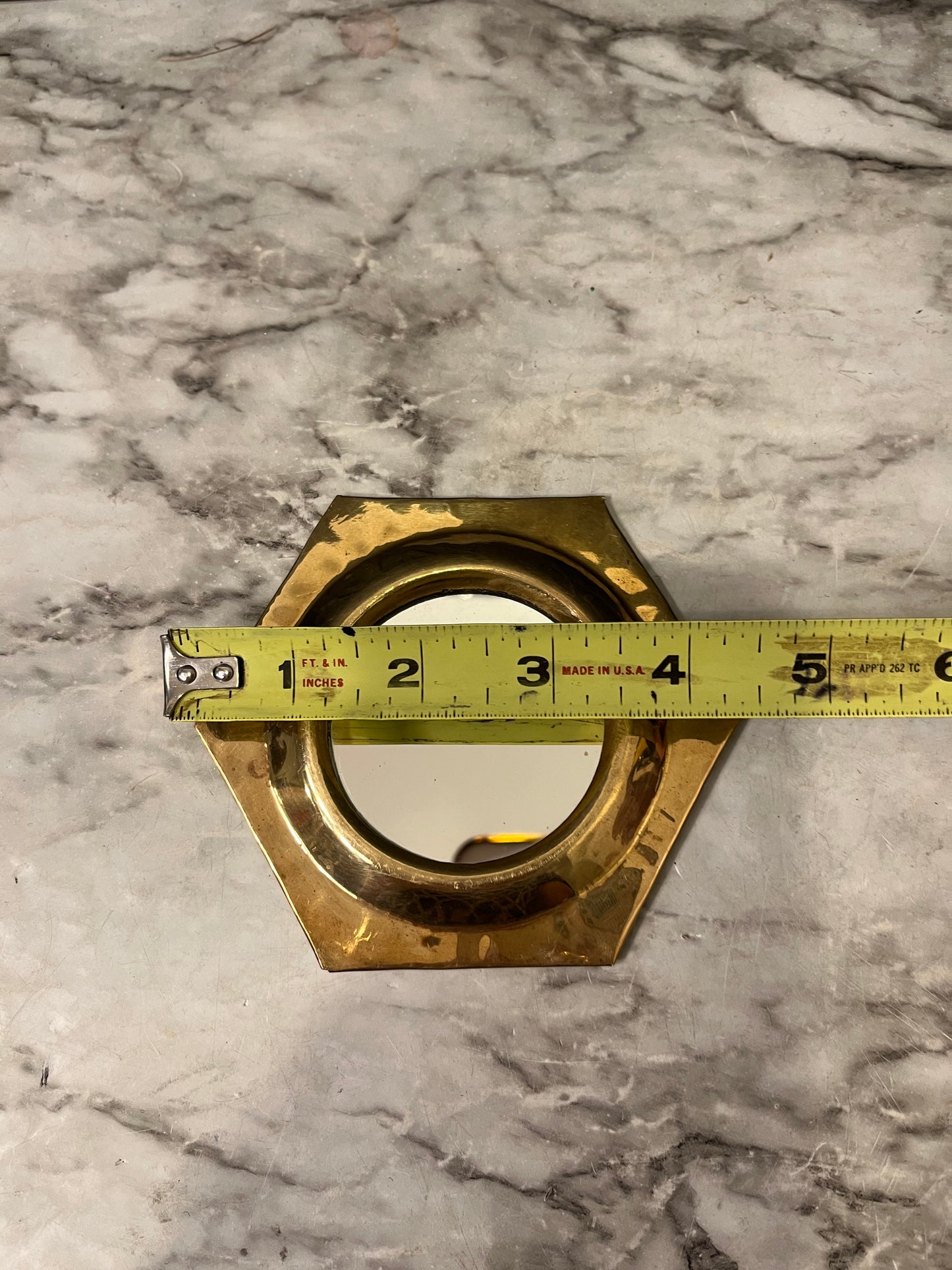 Small Hexagon Brass Mirror