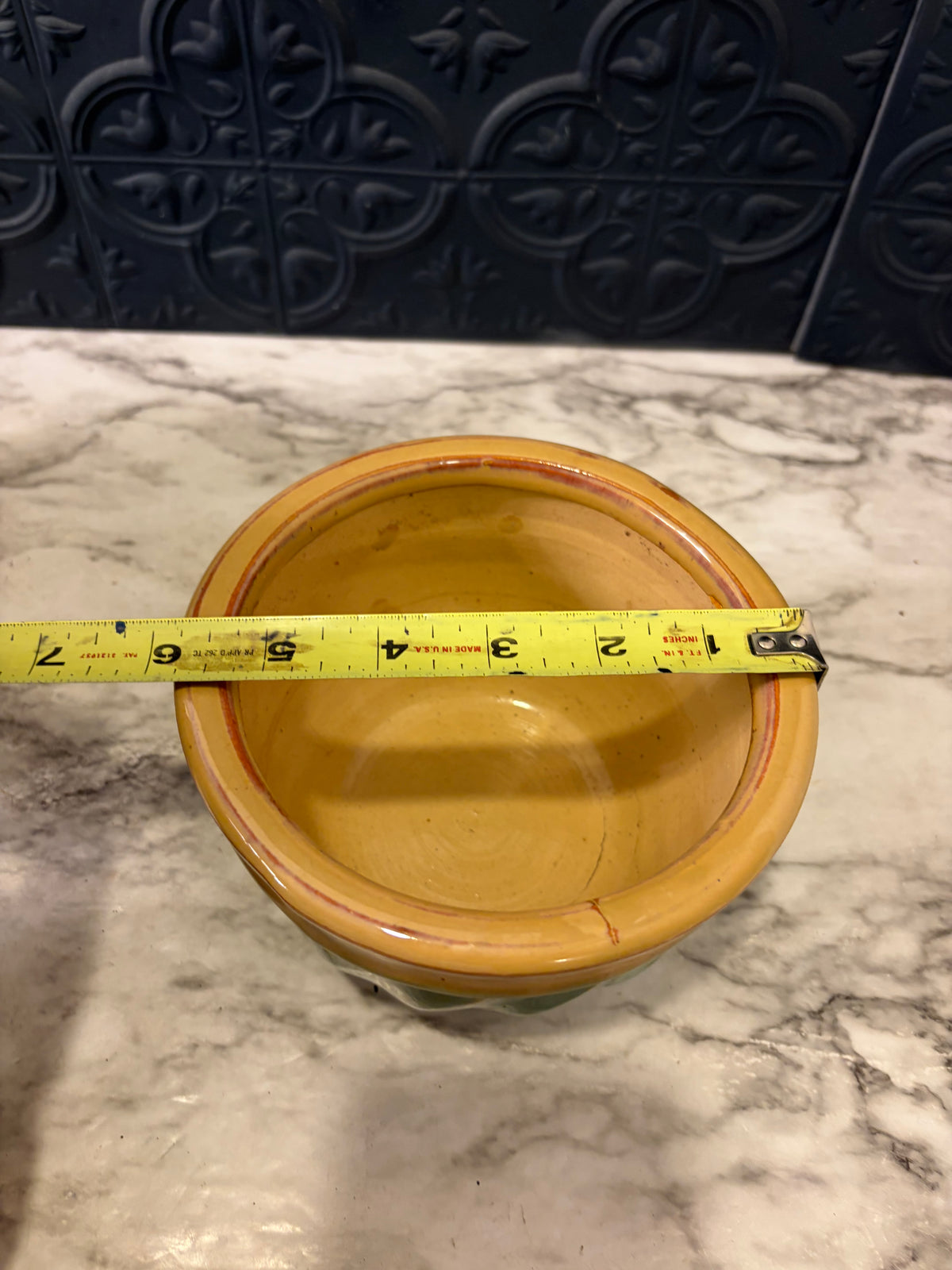 Pottery Bowl with Turquoise Glaze on bottom