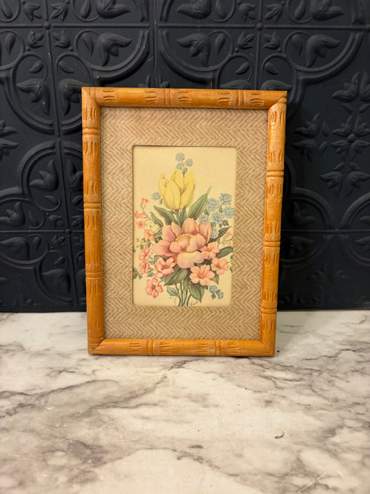 Faux Bamboo Frame with Pink floral