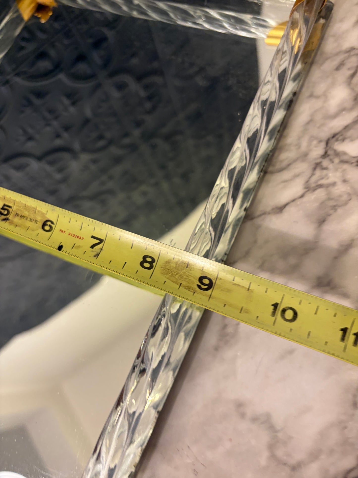 Rectangle Mirror Tray with Twisted Lucite