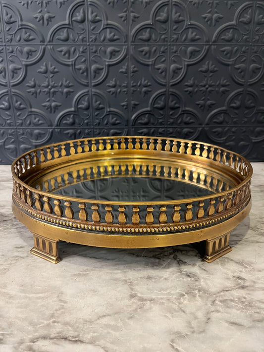 Heavy Brass and Mirror Footed Tray