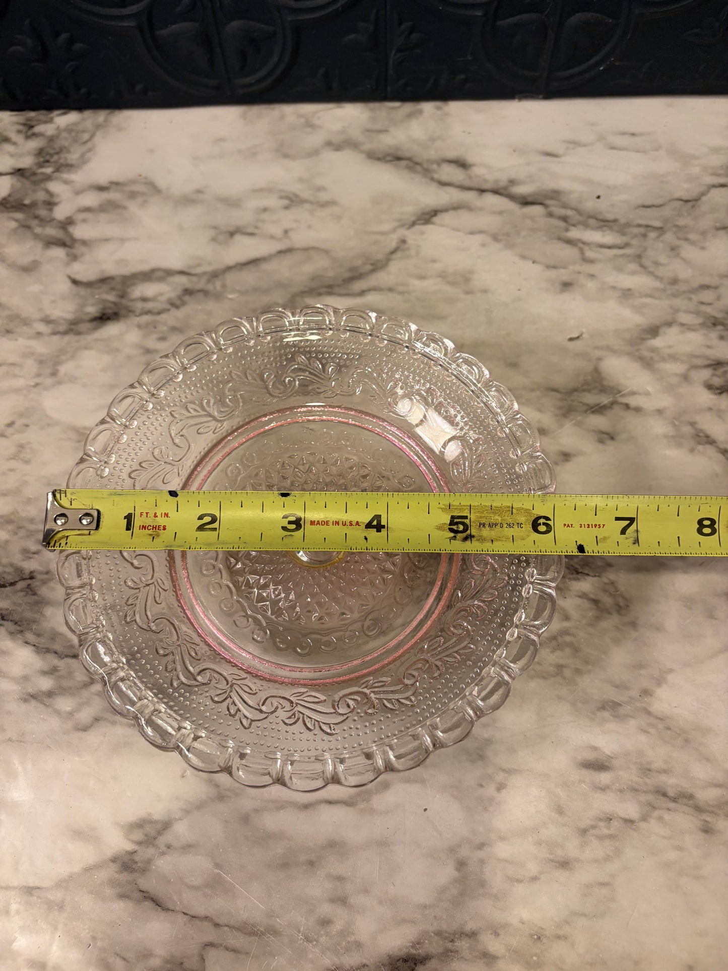 Pink Glass Pedestal Plate Small