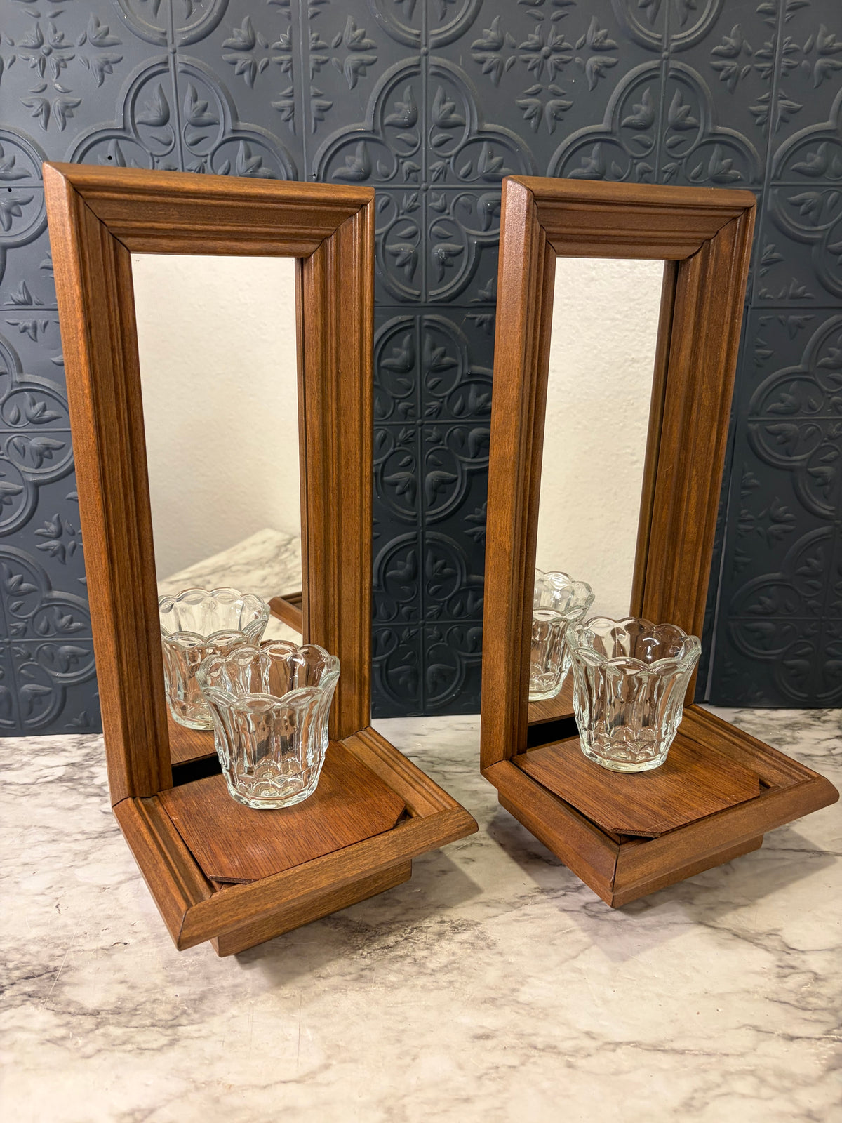 Set of 2 Wood Sconce/Planter shelf