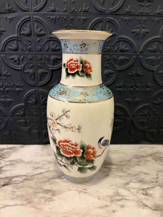 Asahi White Vase with Peonies