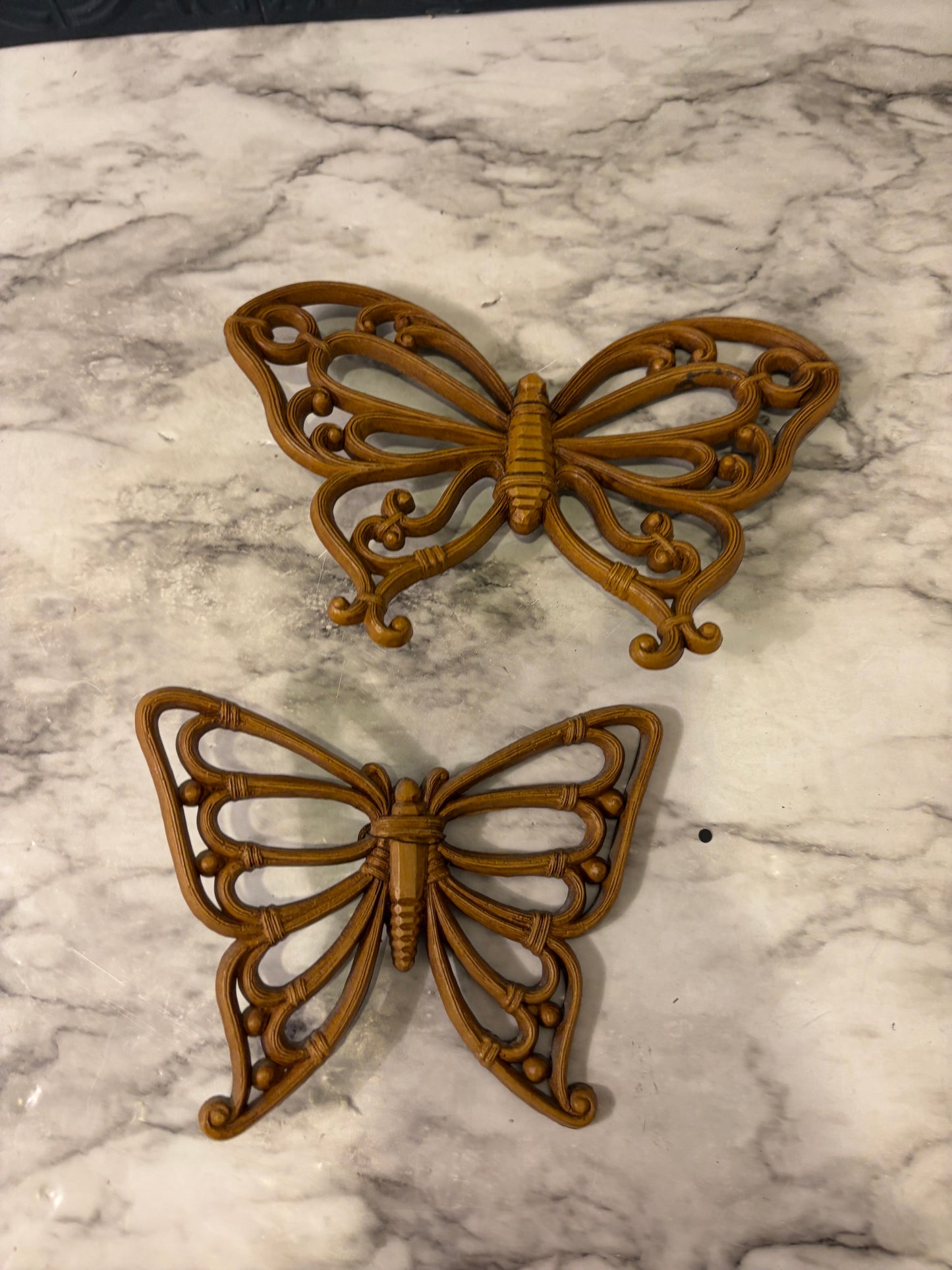 Set of 2 Homco Brown Plastic Butterflies