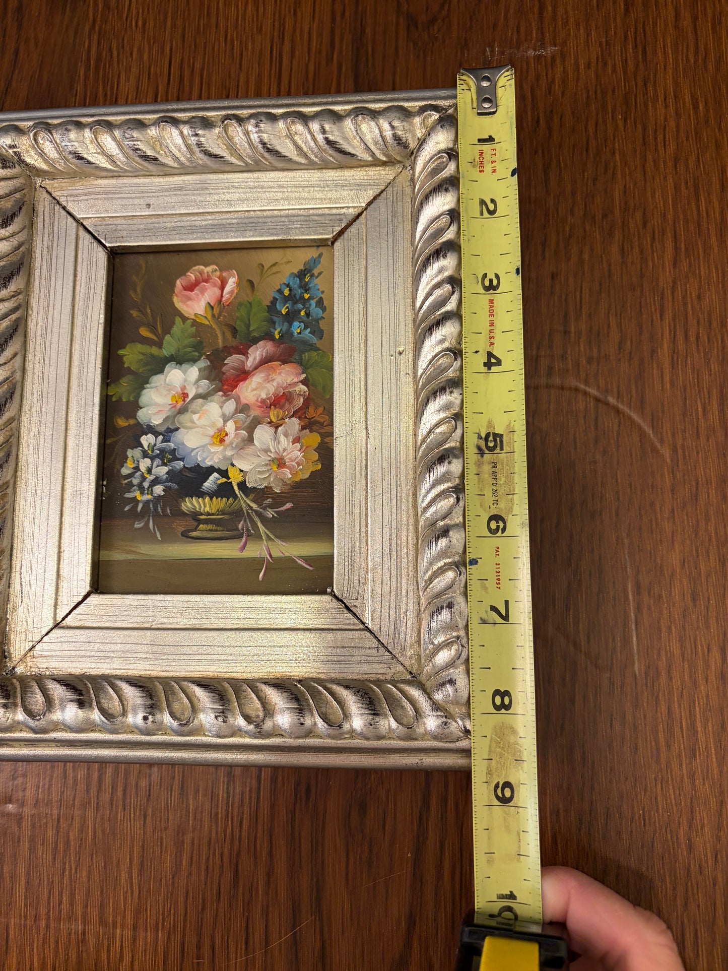 Original Floral Painting in Champagne Gold Frame