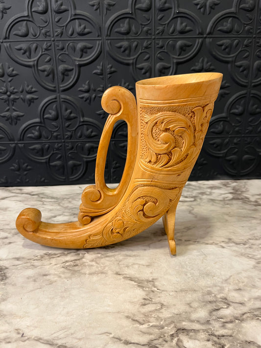 Norweigen Hand carved Drinking Horn