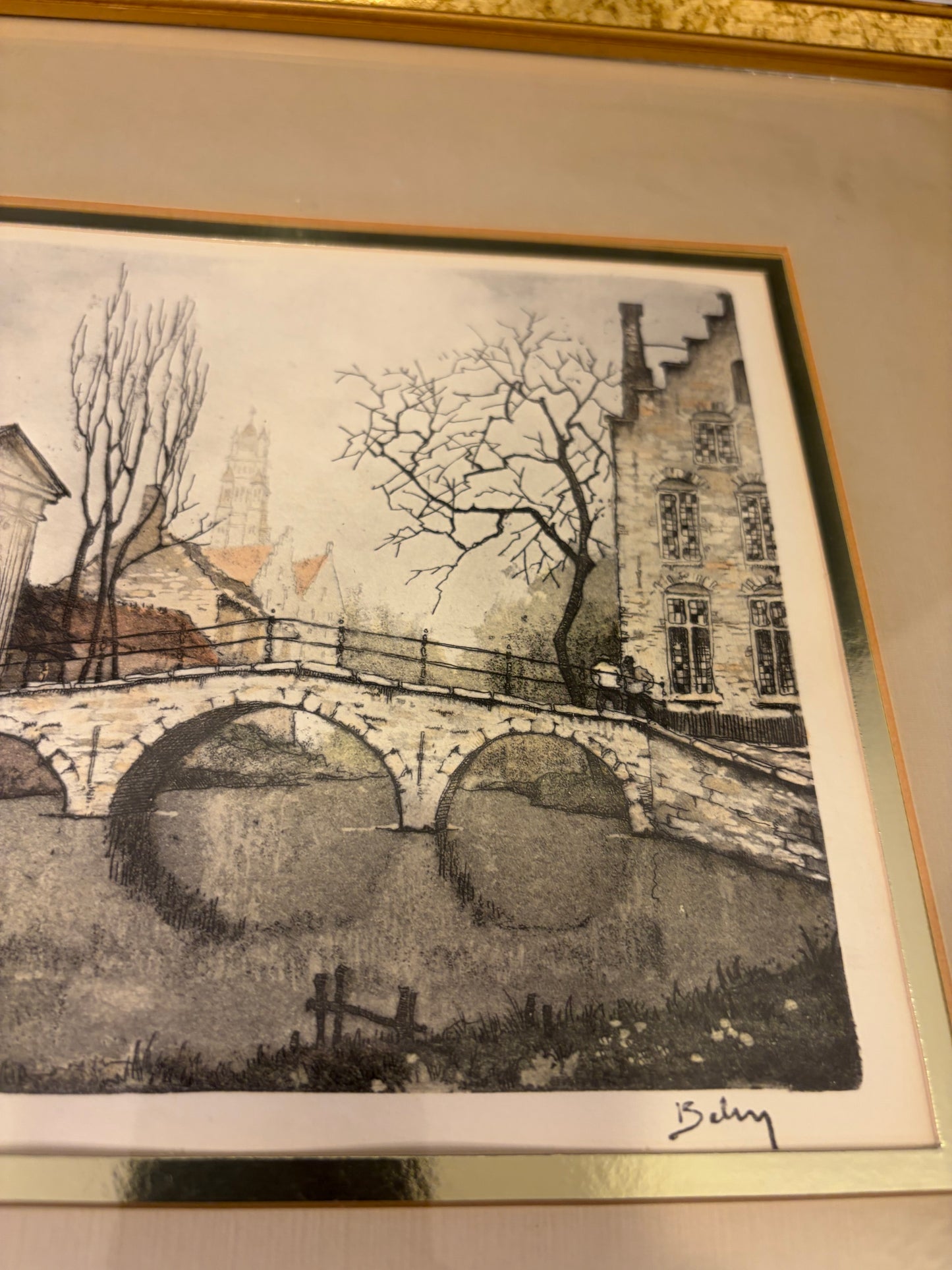 Vintage Bridge Print Framed