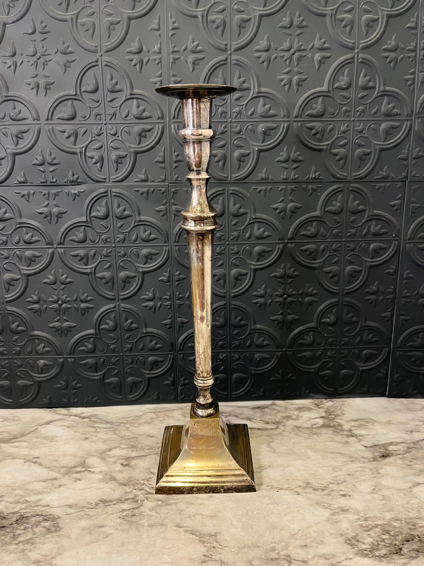 15.5 Silver Plate Tall Candle Holder