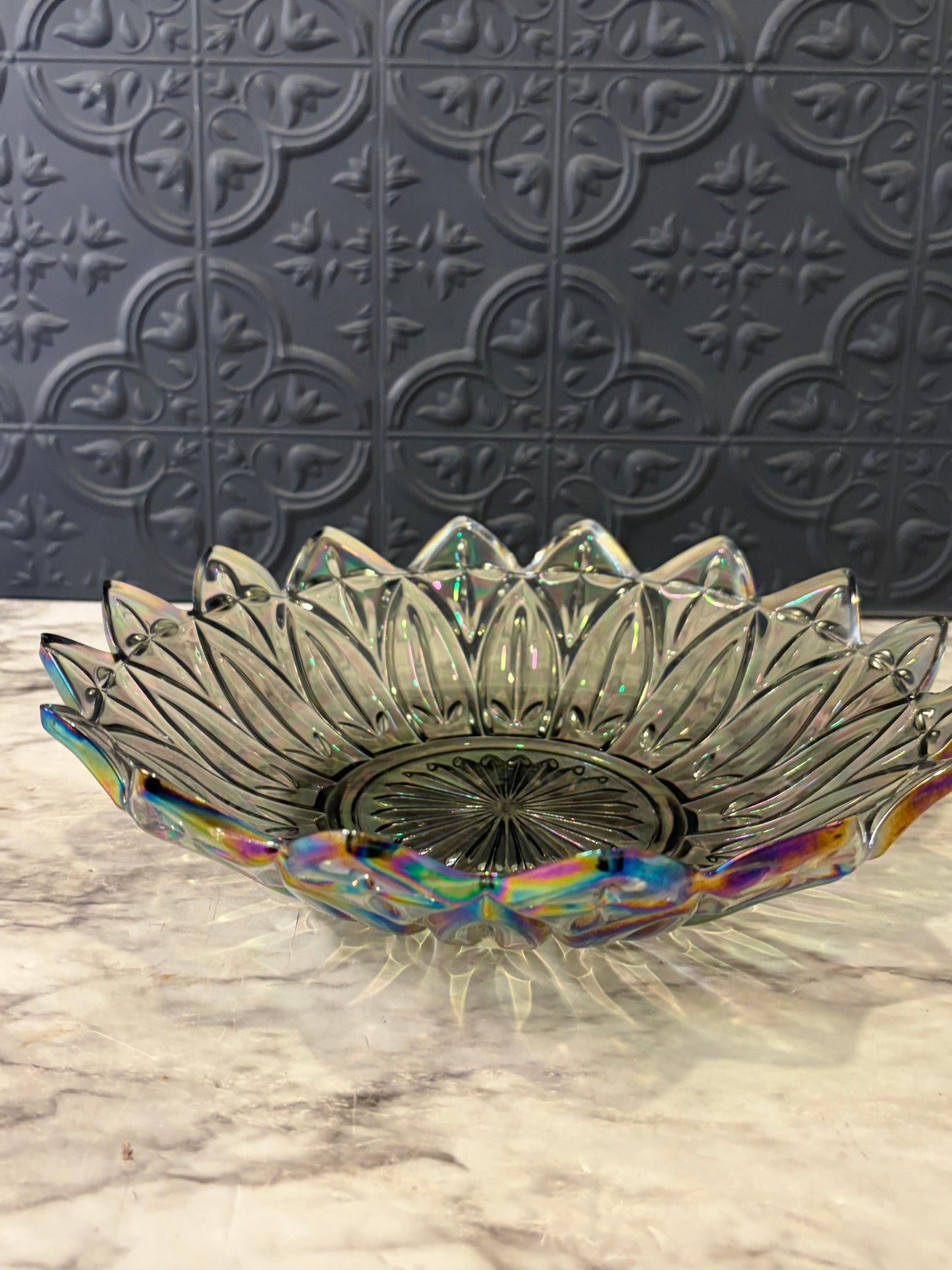 Smokey Iridescent Glass Bowl