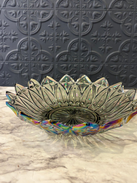 Smokey Iridescent Glass Bowl