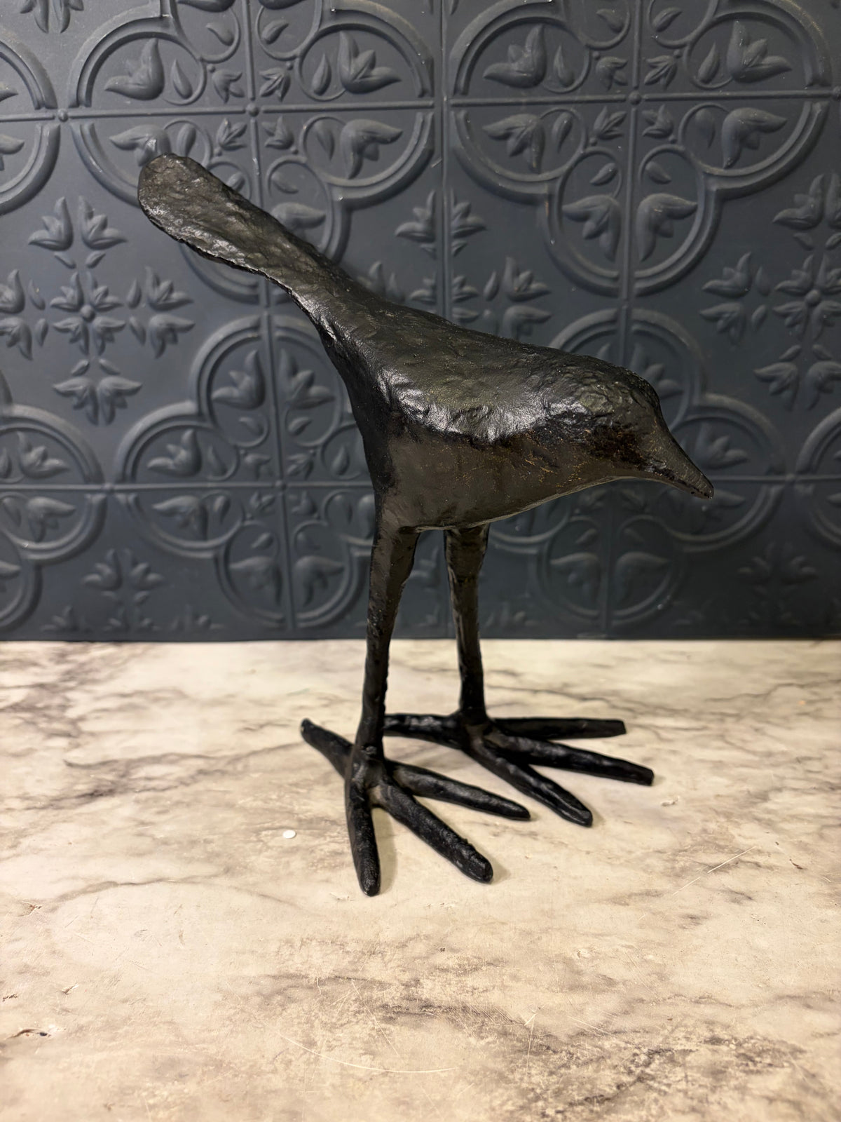 Cast Iron Black Bird with Long Legs