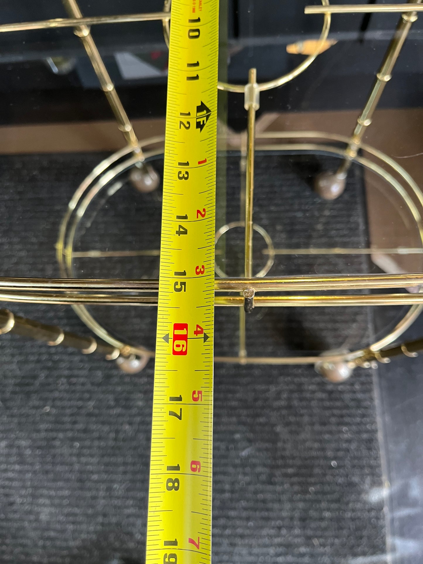 Oval Glass and Brass Bar Cart